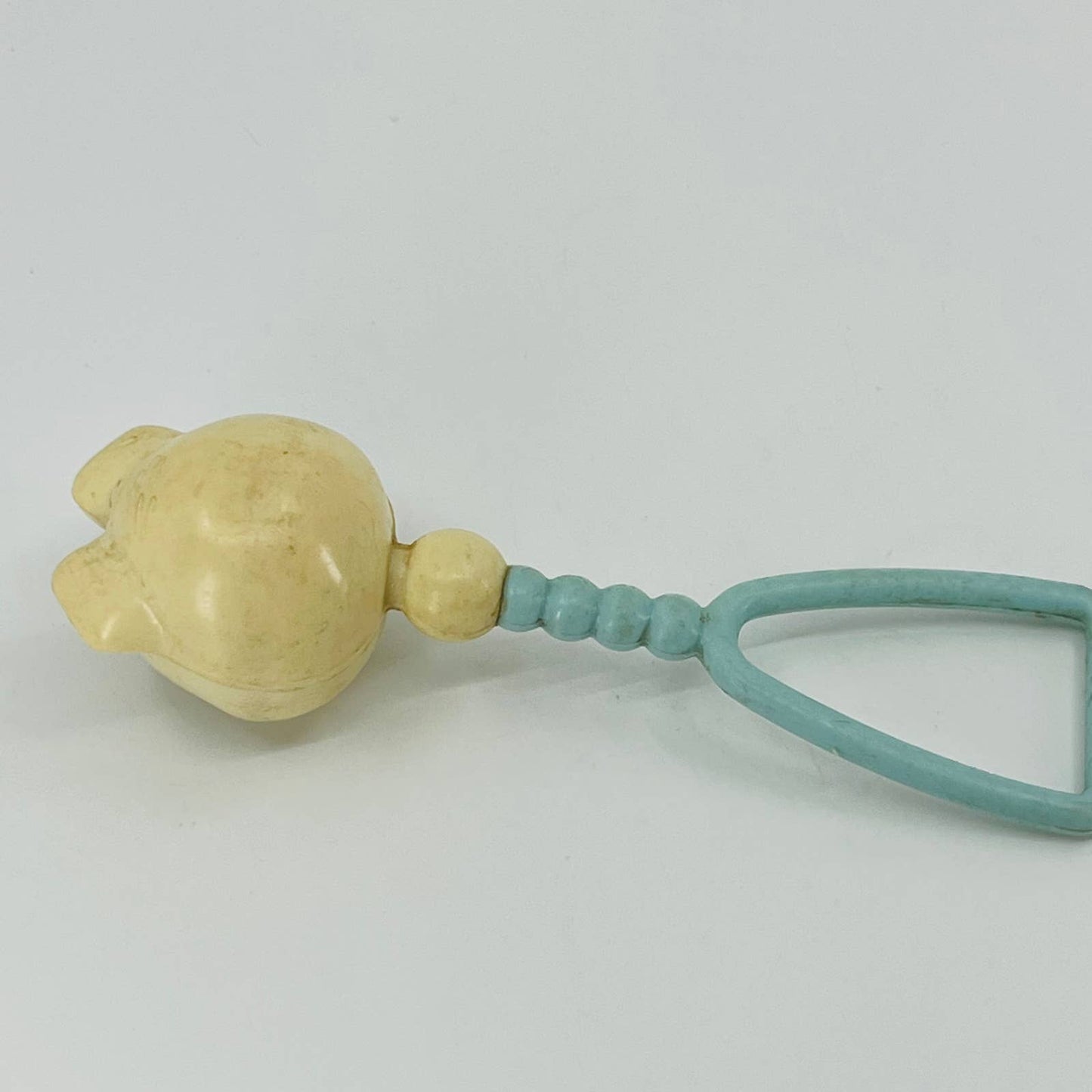 Vintage Pig Head Baby Rattle Orig. Paint 1960s Anthropomorphic Animal 5” TB6