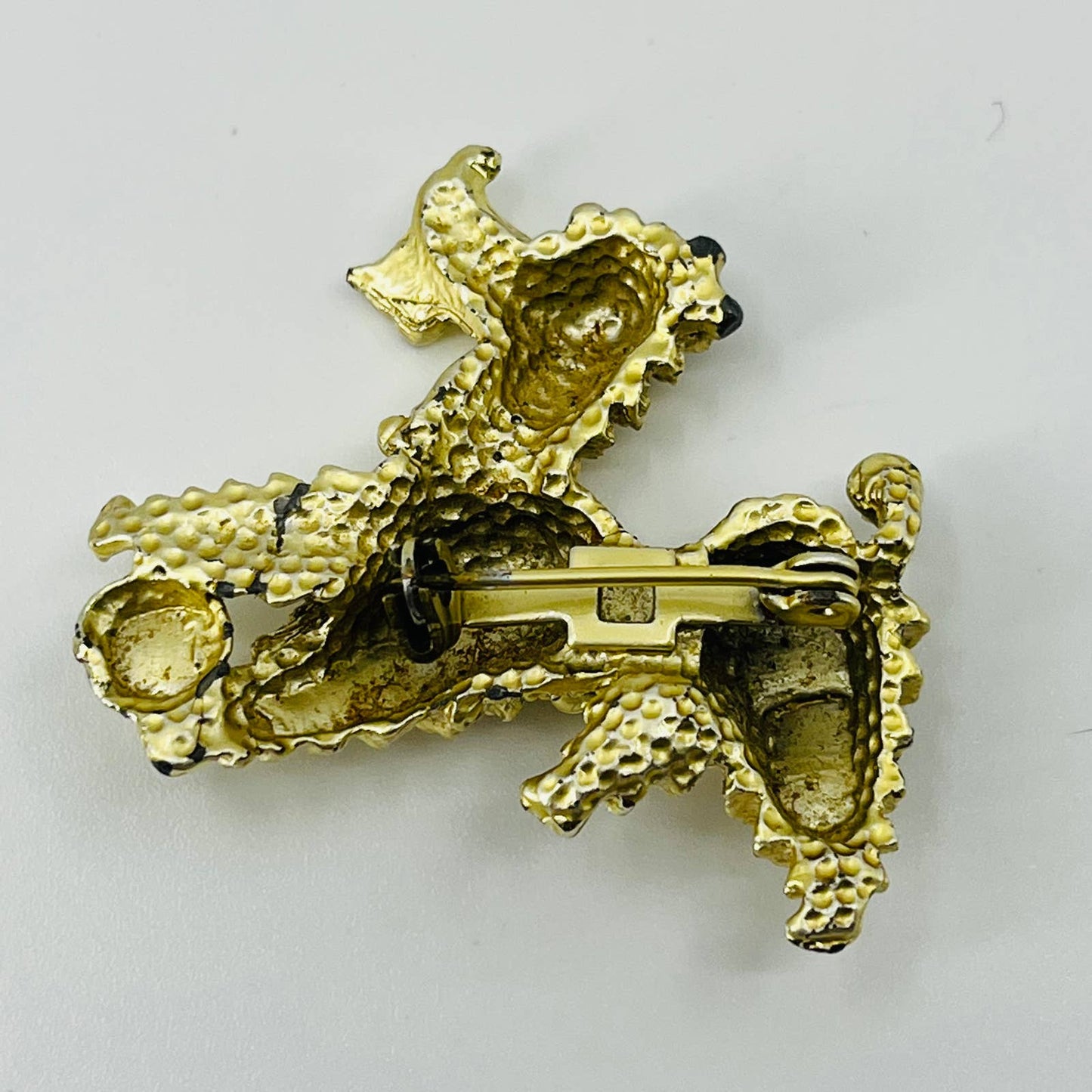 Vintage MCM Miniature Poodle Dog Brooch Gold Tone SA6
