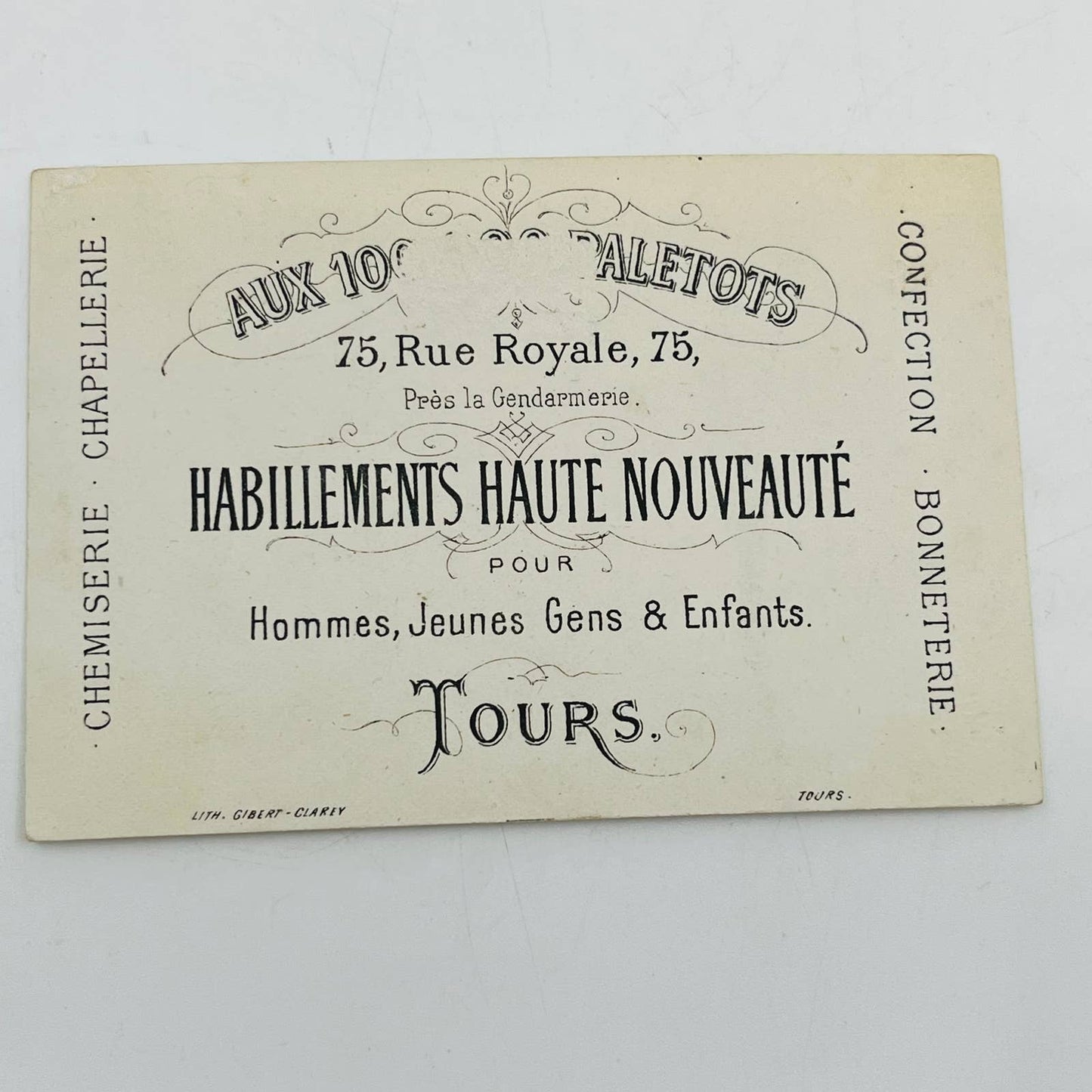 Victorian 1800s French Trade Card Rollerskating Mailman Rue Royale Tours AA2