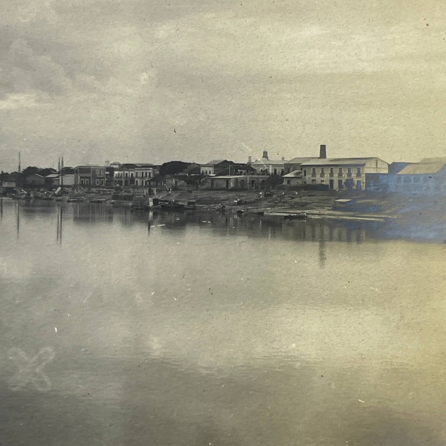 1903 Original Sepia Photograph View of Shoreline San Juan Bautista Tabasco AC7
