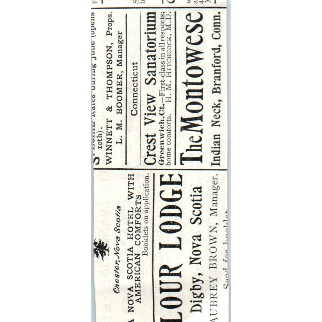 Nova Scotia - Vacationland of America J.F. Masters - 1903 Original Ad TJ7-L