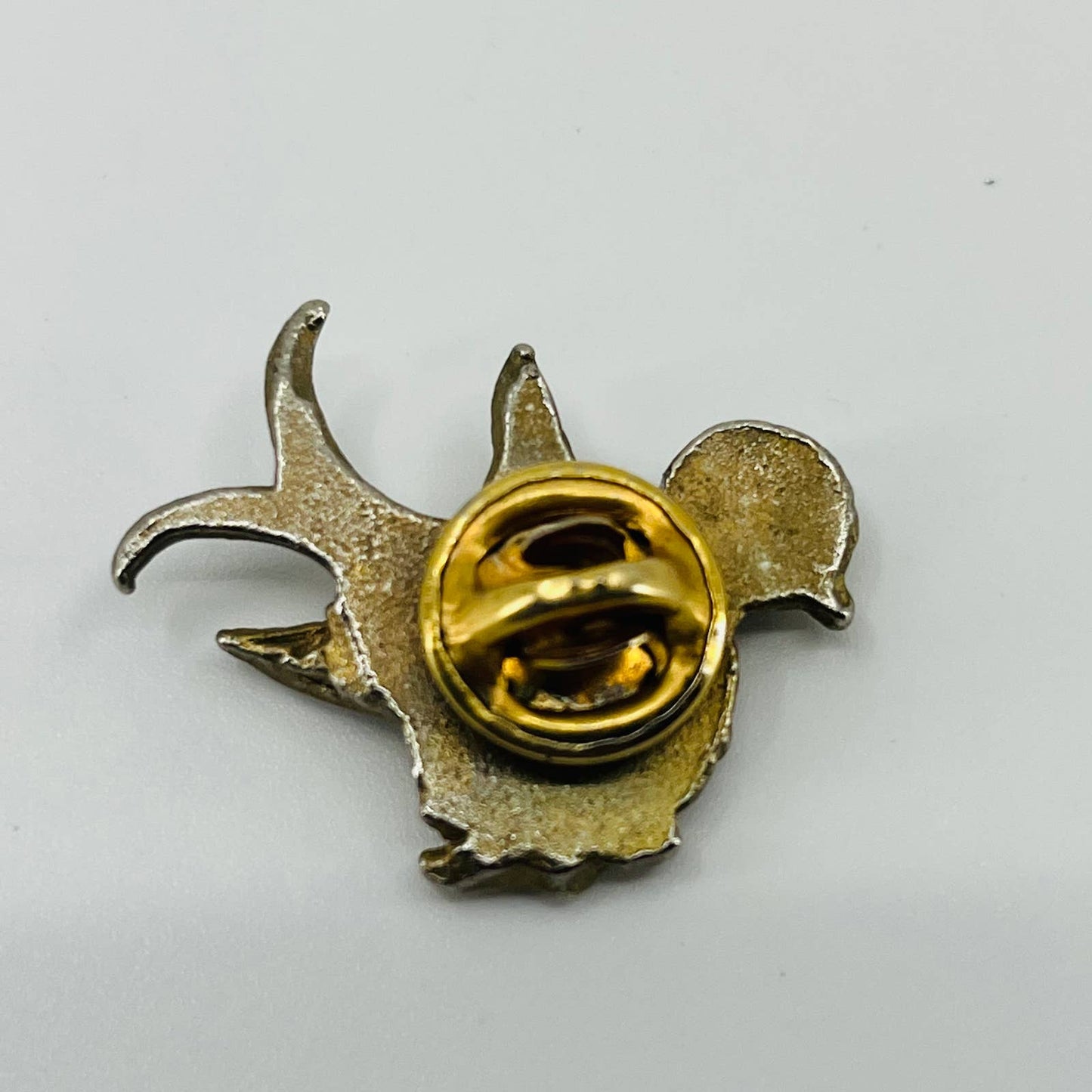 Vintage Bird Duckling Textured Leaf Pin Brooch Silver Tone SB2