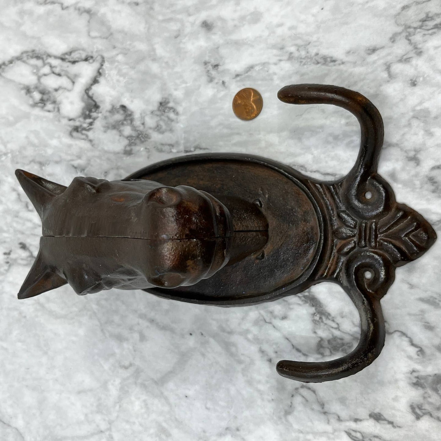 Vintage Heavy Cast Iron Horse Head Double Coat Hook 8x6 TJ8