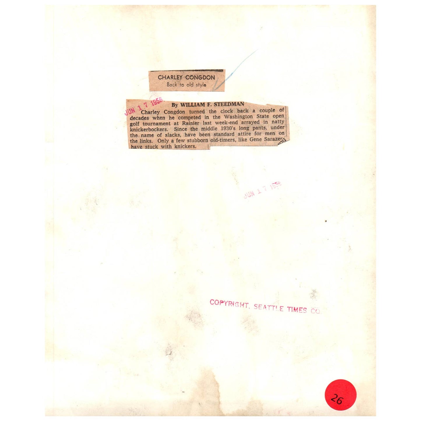 1956 Original Press Photo Golf Charley Congdon Washington State Open 8x10" AD2