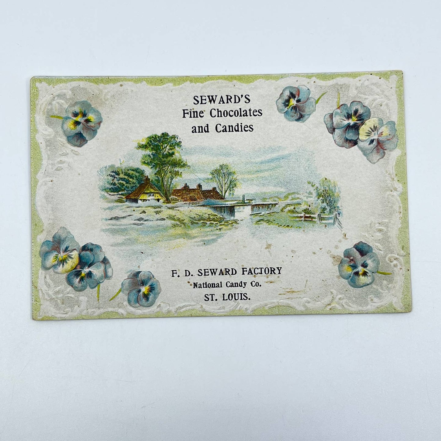 1910s Postcard Embossed Seward’s Fine Chocolates and Candies St. Louis MO SC9