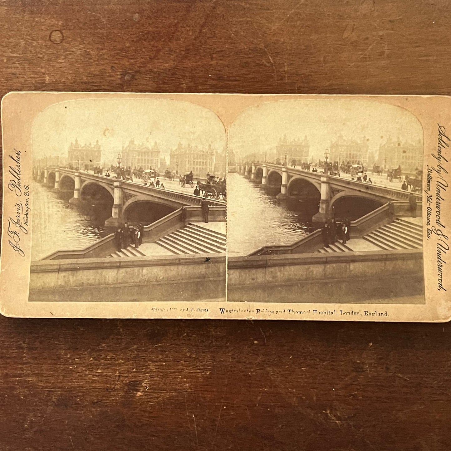 Westminster Bridge & Thomas' Hospital London England Antique Stereoview TJ9-V2