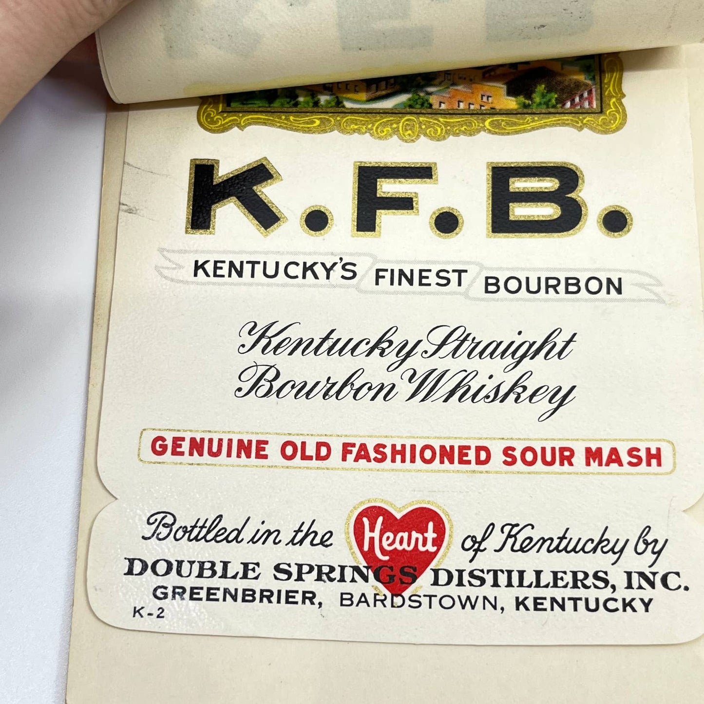 KFB Kentuckys Finest Bourbon Whiskey Label Set of 4 Double Springs Greenbrier KY