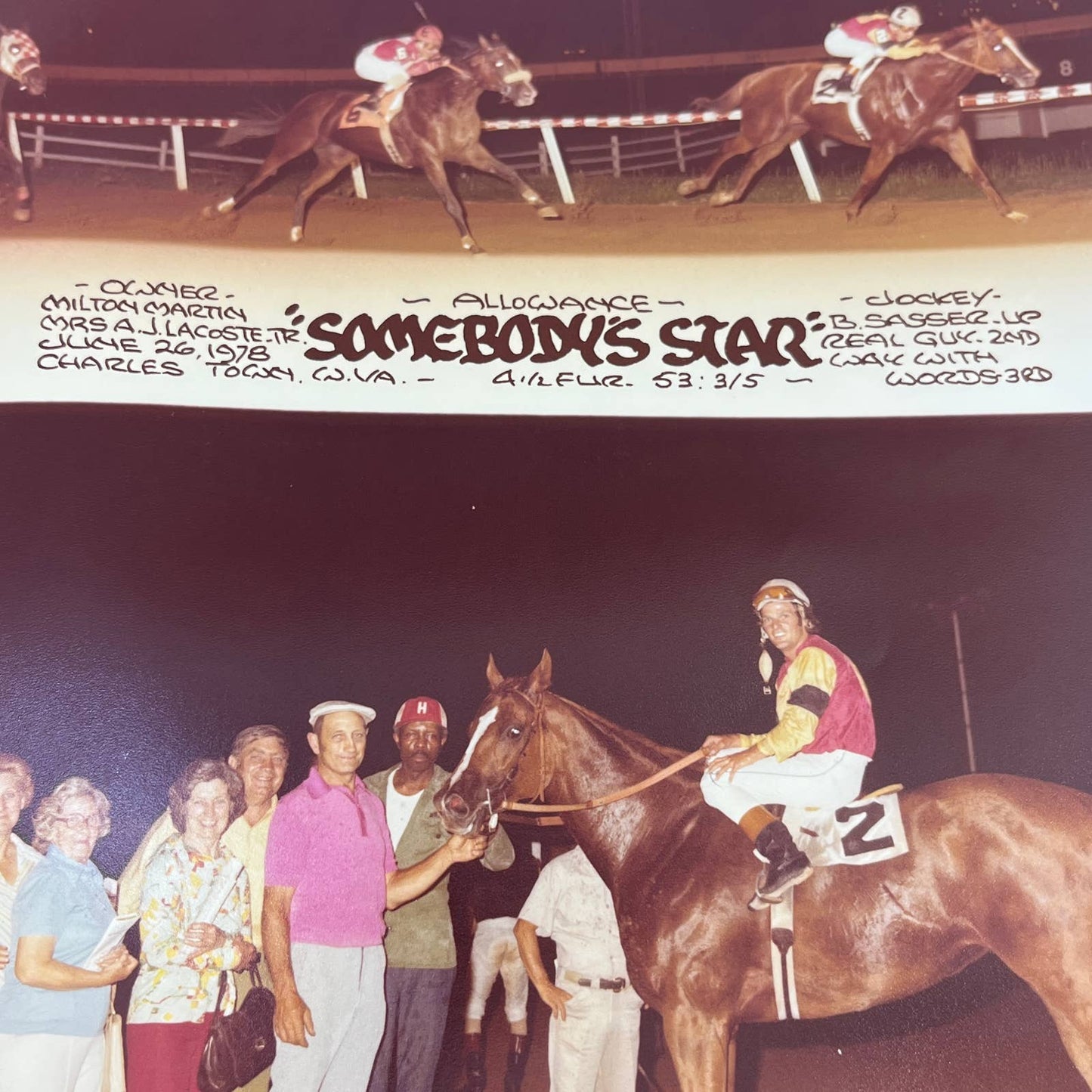 1978 Original Horse Race Winner Photo "Somebody's Star" Charles Town W VA AC5
