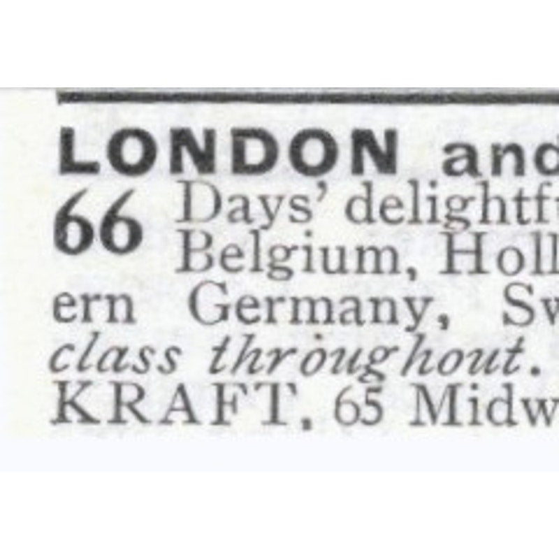 London & Europe Travel Mrs. F.E. Kraft Brooklyn NY - 1903 Original Ad AK5-S33