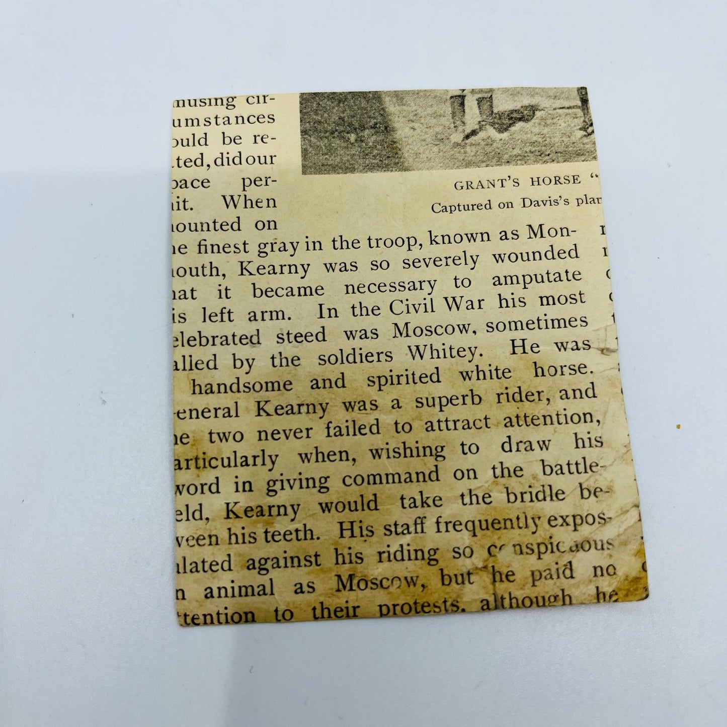 Antique Civil War Clipping Picture Union GENERAL KILPATRICK War Horse 3” AH9-M6
