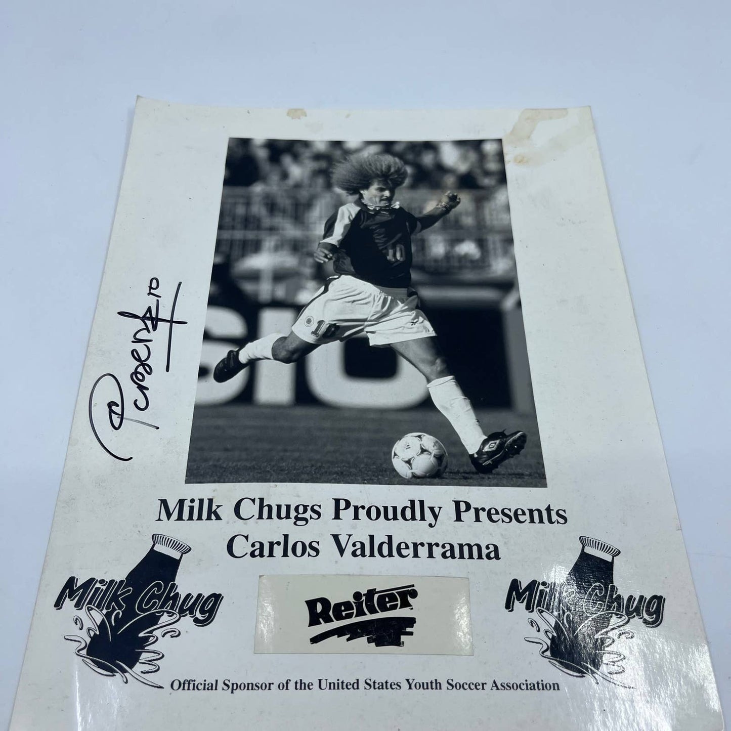 Milk Chugs Carlos Valderrama Soccer Player Autographed Photo AA6