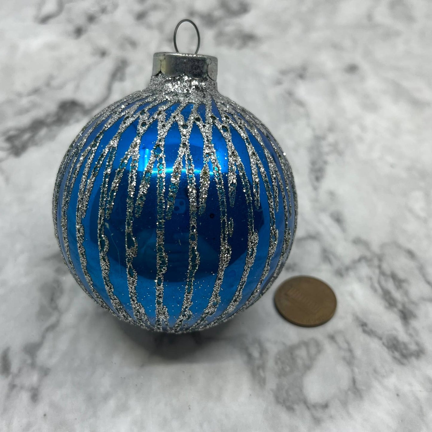 Vintage Blue Glass Ornament Mica Stencil OT1