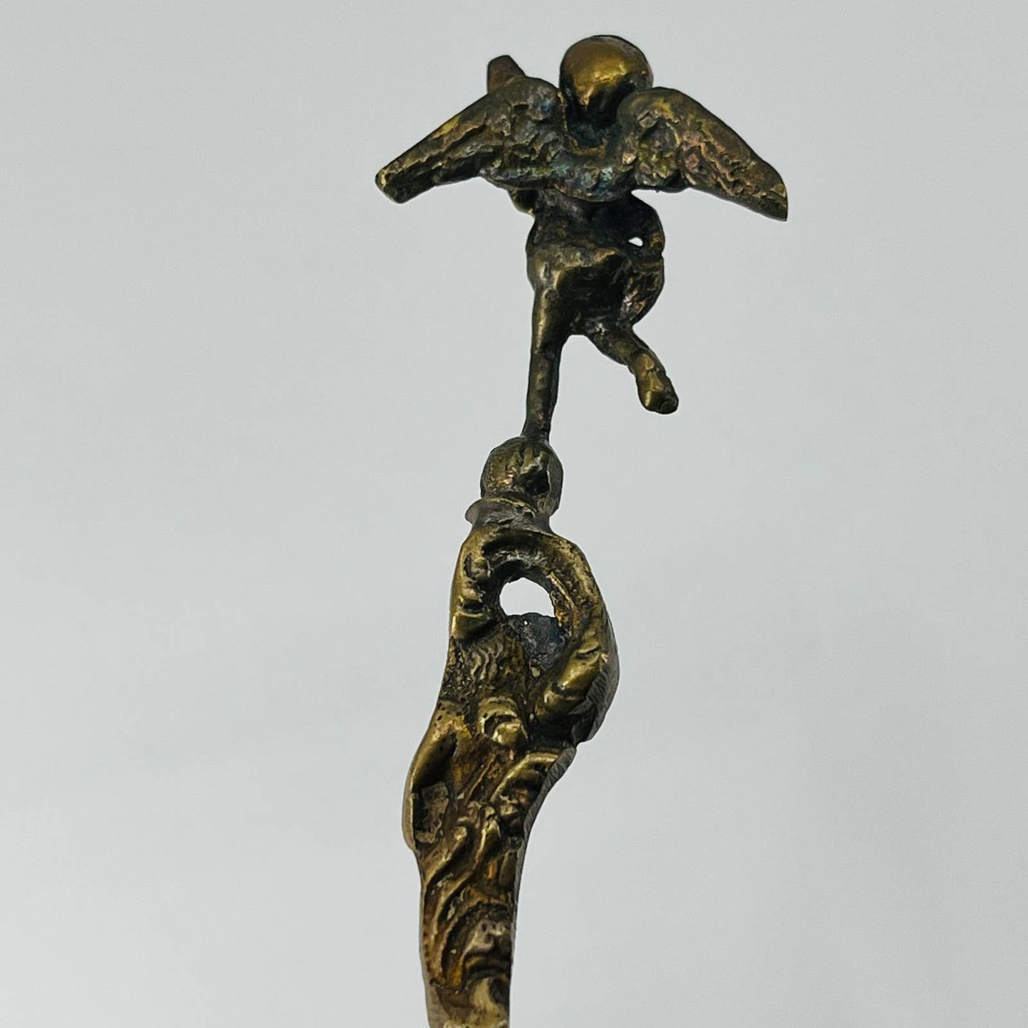 Antique Italian Brass Long Angel Stirring Spoon 7.5” SB3