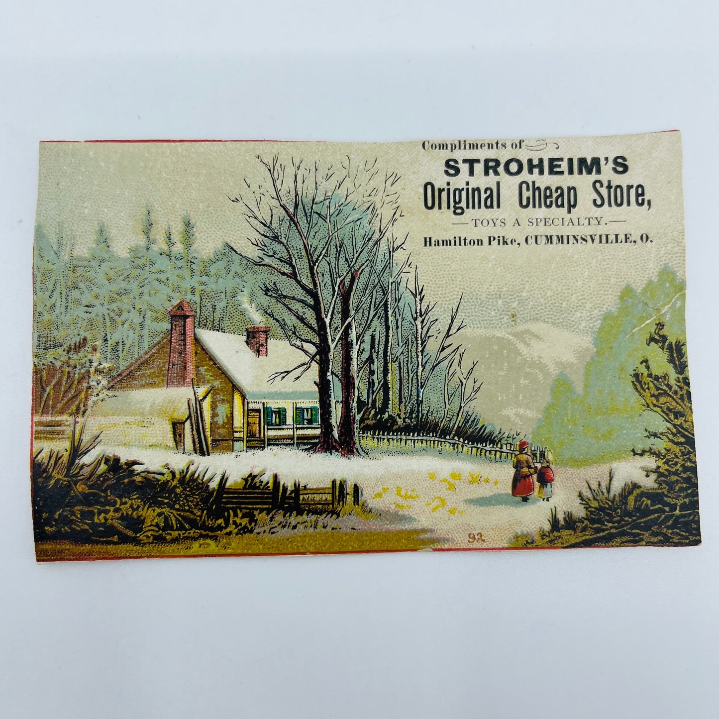 1880s Victorian Trade Card Stroheim’s Original Cheap Store Cumminsville AH9-M8