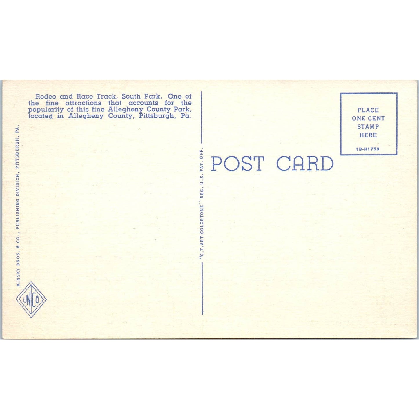 Rodeo & Race Track South Park Allegheny County Pittsburgh PA Postcard TK1-23