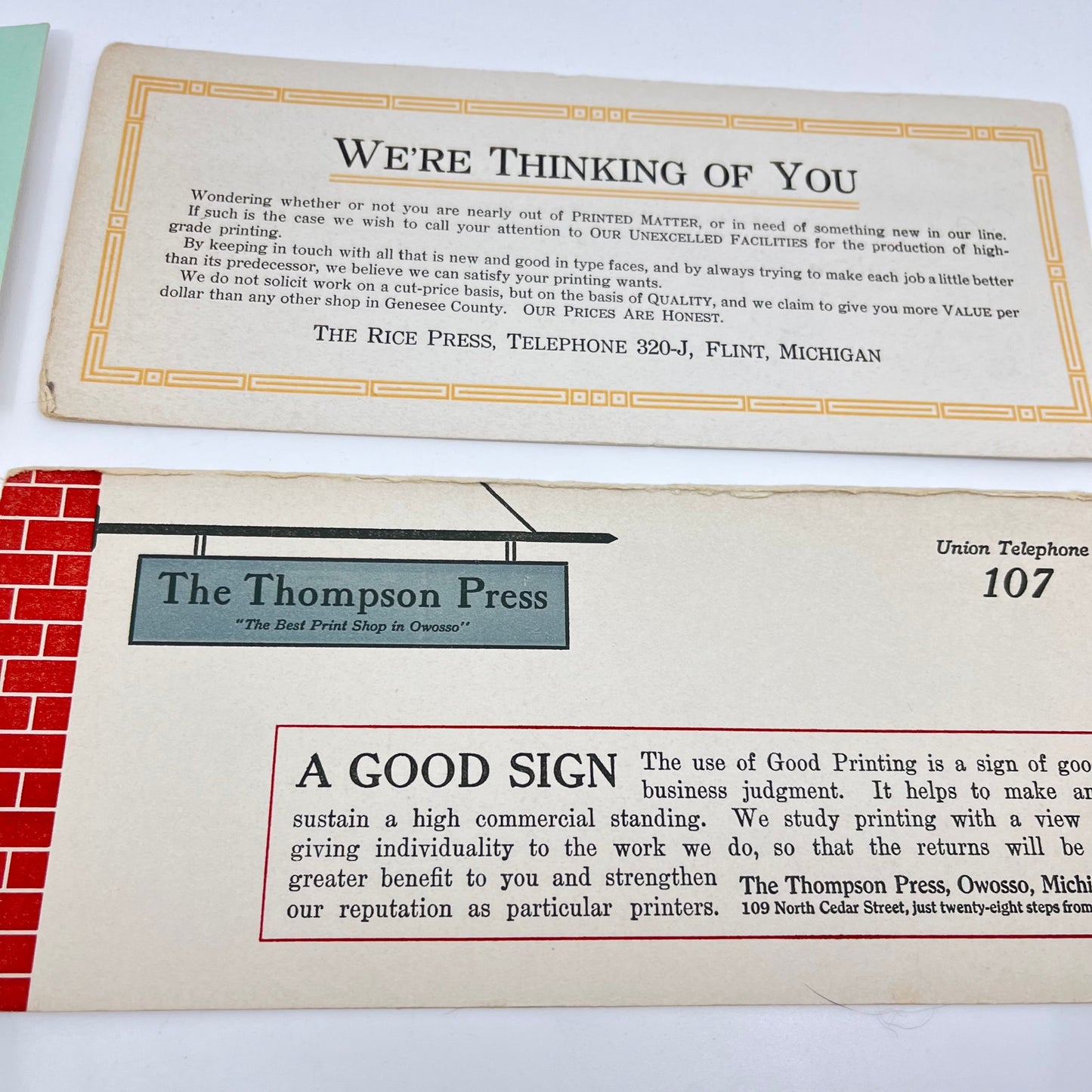 1900-1940s Lot of 4 Printing Blotter Cards L4-6-4