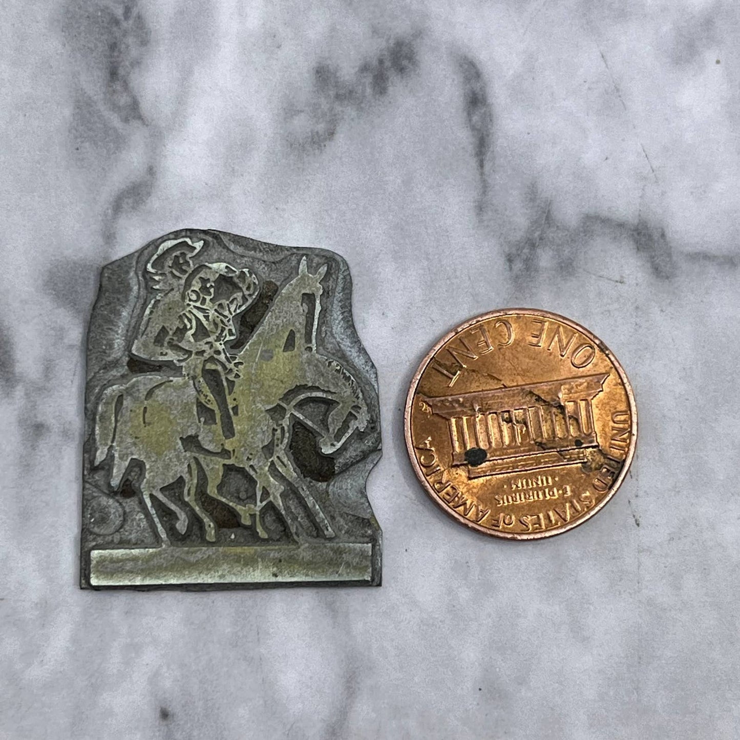 Vintage Printing Letterpress Printers Block Plate Cowboys Riding Horses TJ515