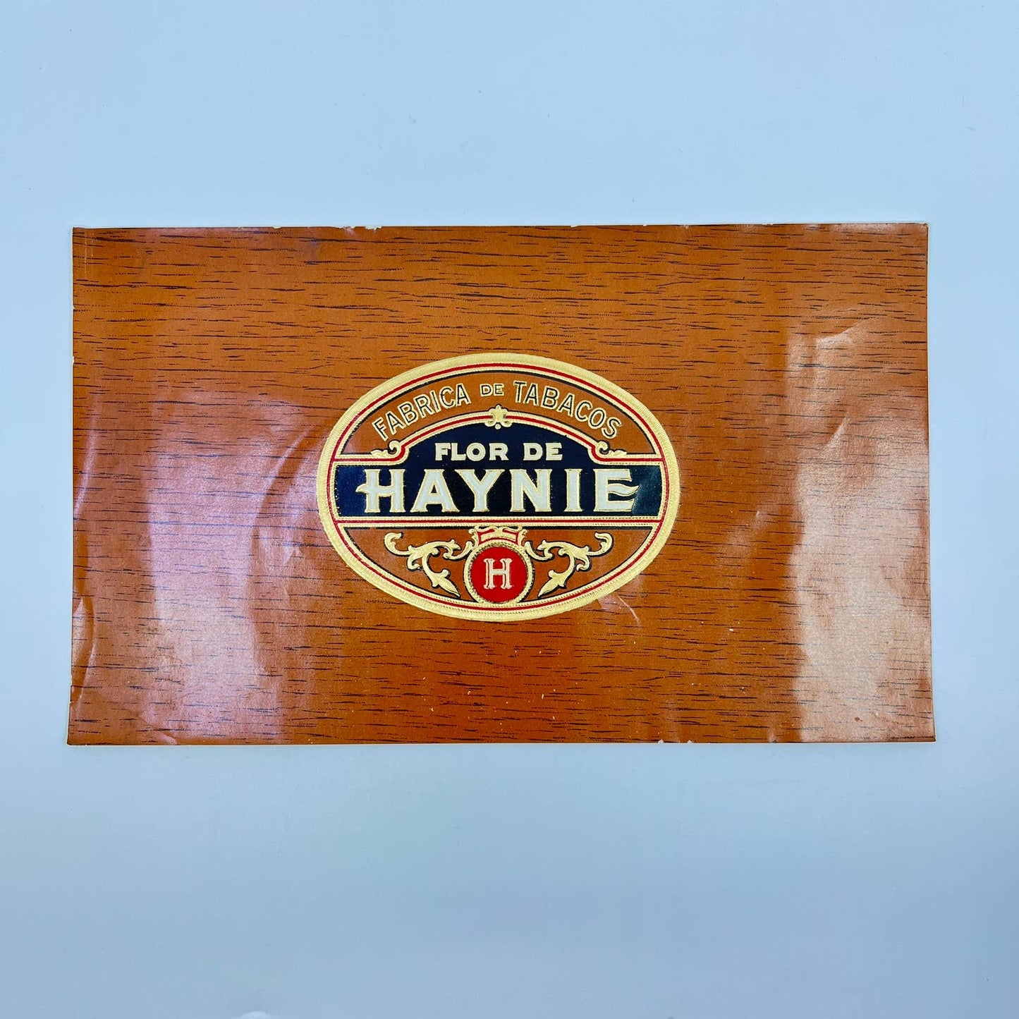 Vintage Flor De Haynie Havana Cuba - Cigar Box Label Embossed Wood Grain AA8