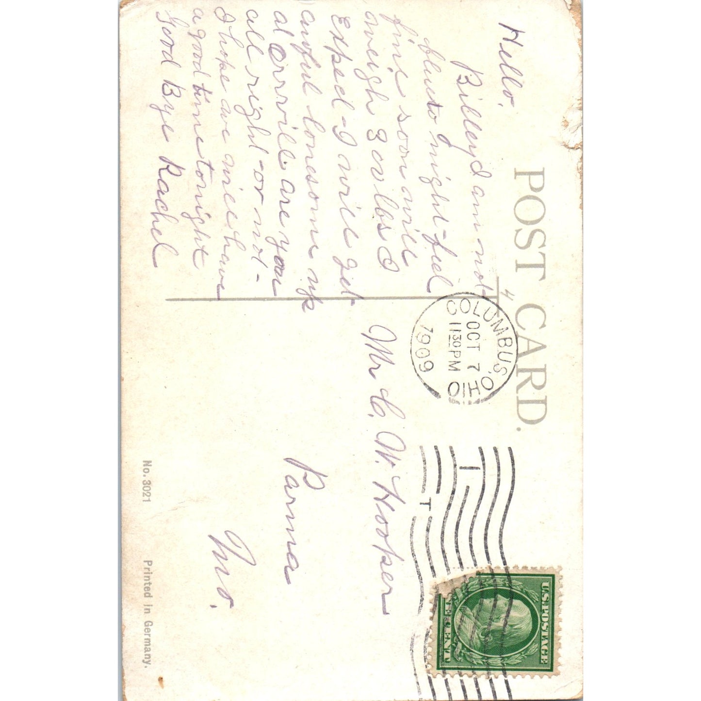 Victorian Couple Kissing 1909 Original Postcard P3-3