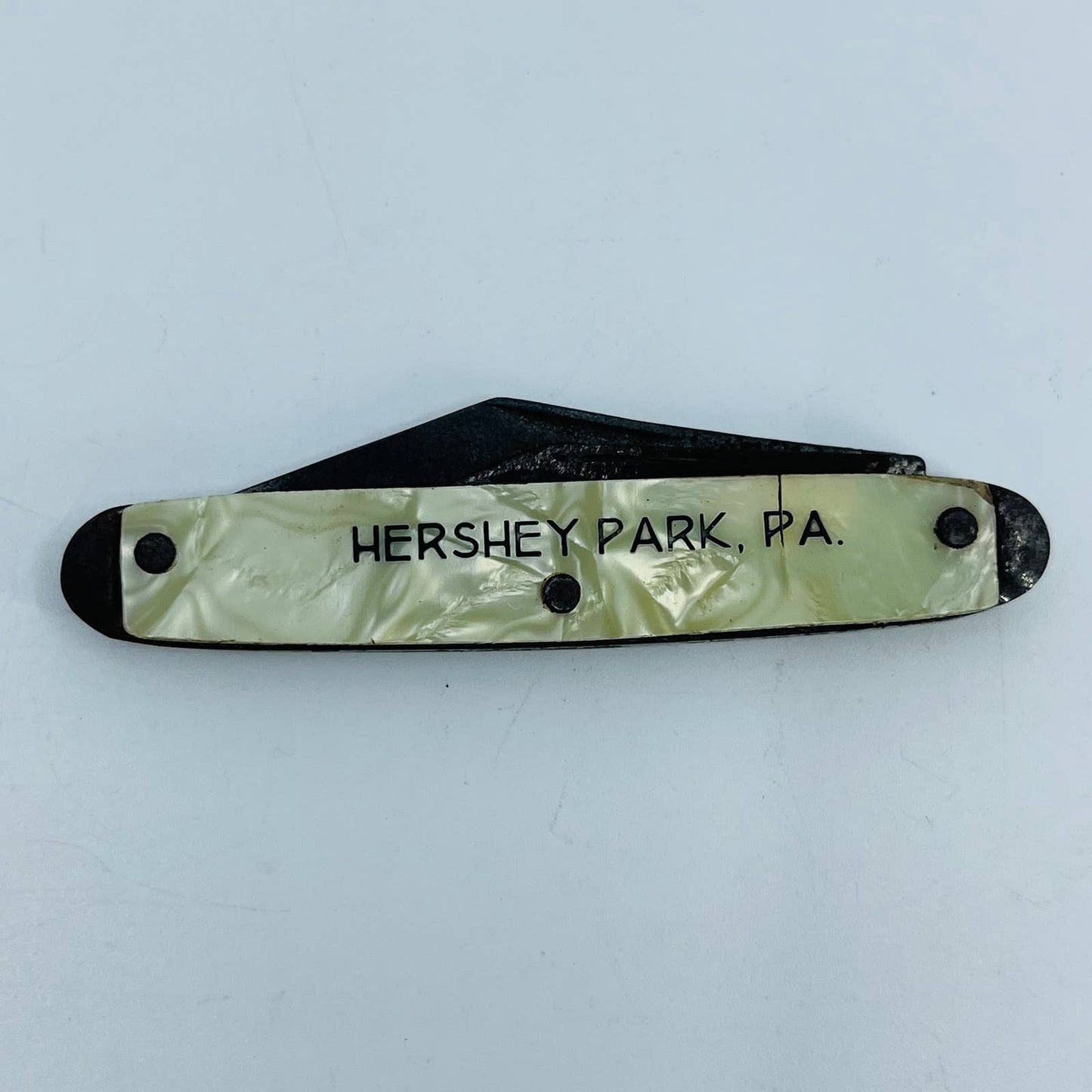 Vintage Souvenir Hershey Park PA Mother of Pearl Pocket Pen Knife Ideal 3” SC4