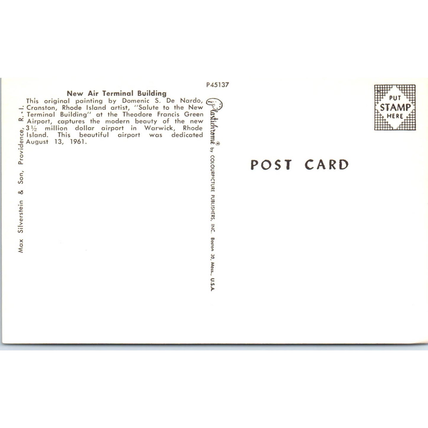 TWA Airline New Air Terminal Building Warwick RI 1961 Original Postcard TK1-25