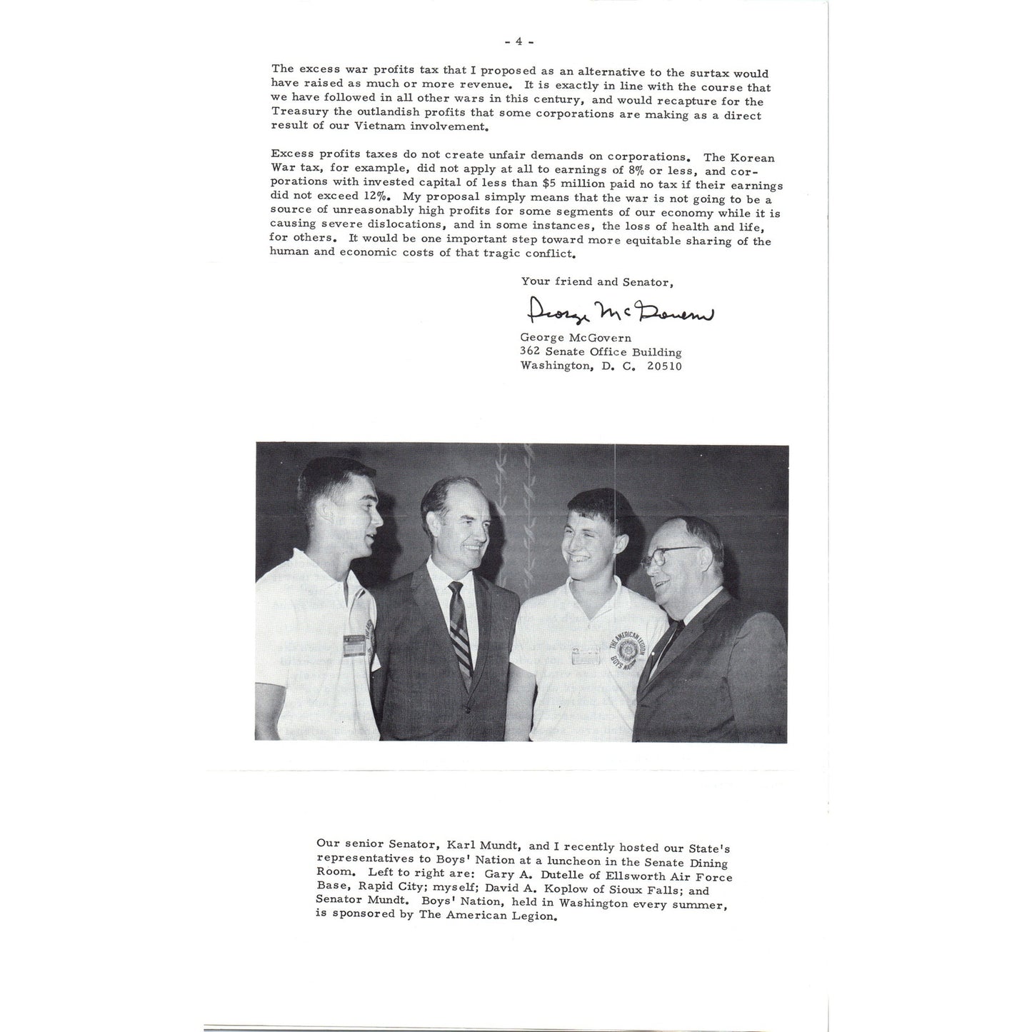 Senator George McGovern Reports Newsletter Aug 1968 Original B16