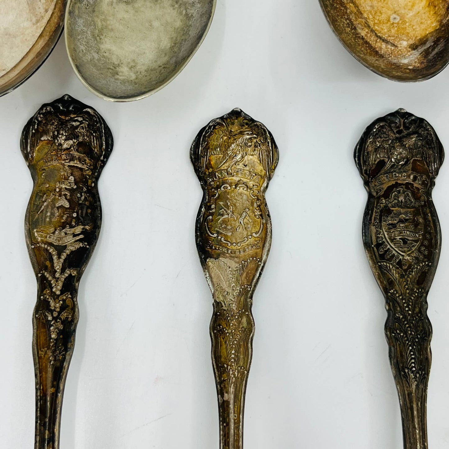 Antique WM Rogers State Souvenir Spoons Eagle Silver Plate Lot of 19 TD2