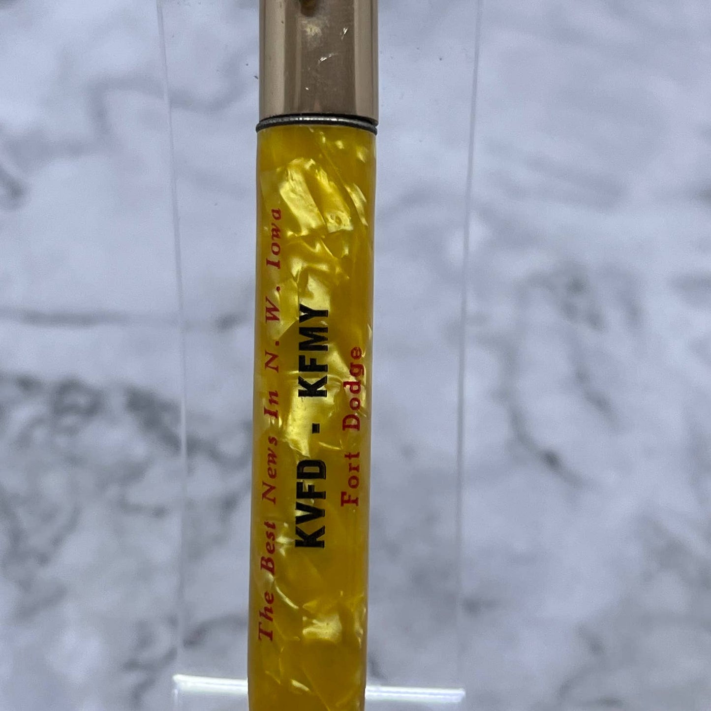 Vintage Marble Celluloid Mechanical Pencil KVFD - KFMY News Fort Dodge IA SE6
