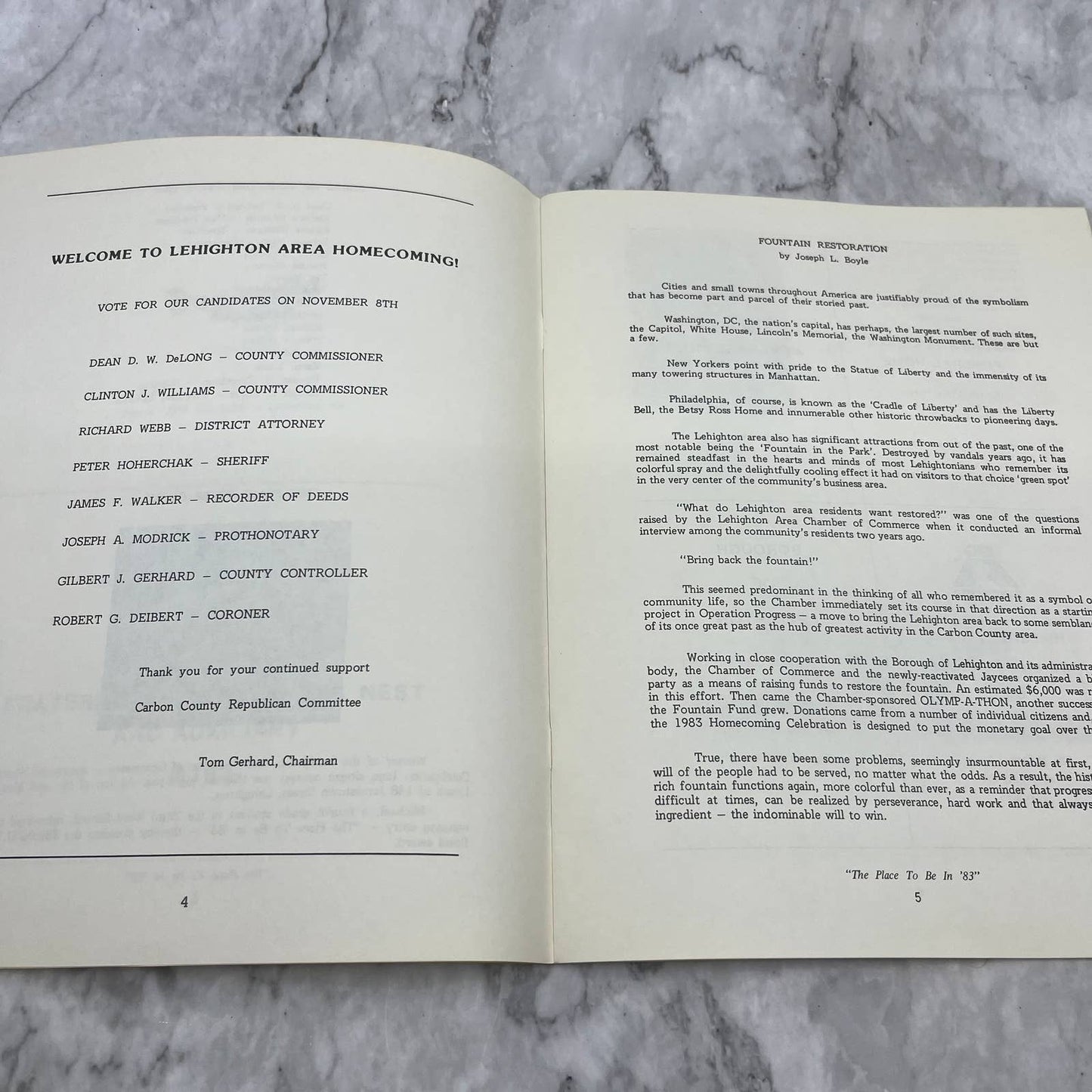 1983 Lehighton Carbon County Pennsylvania Homecoming Souvenir Book TJ7