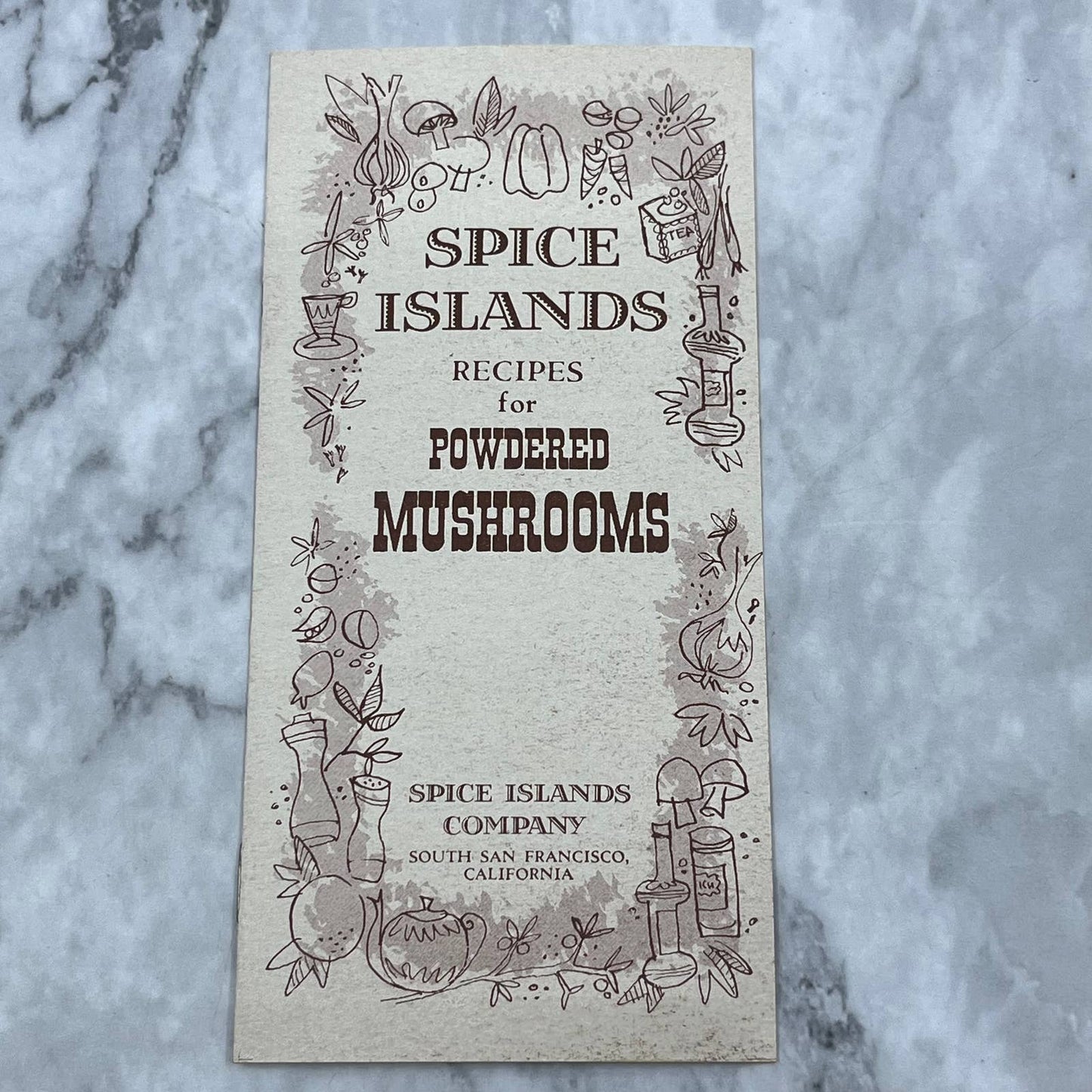 VINTAGE SPICE ISLANDS recipes for POWDERED MUSHROOMS Cook Book Booklet TJ4