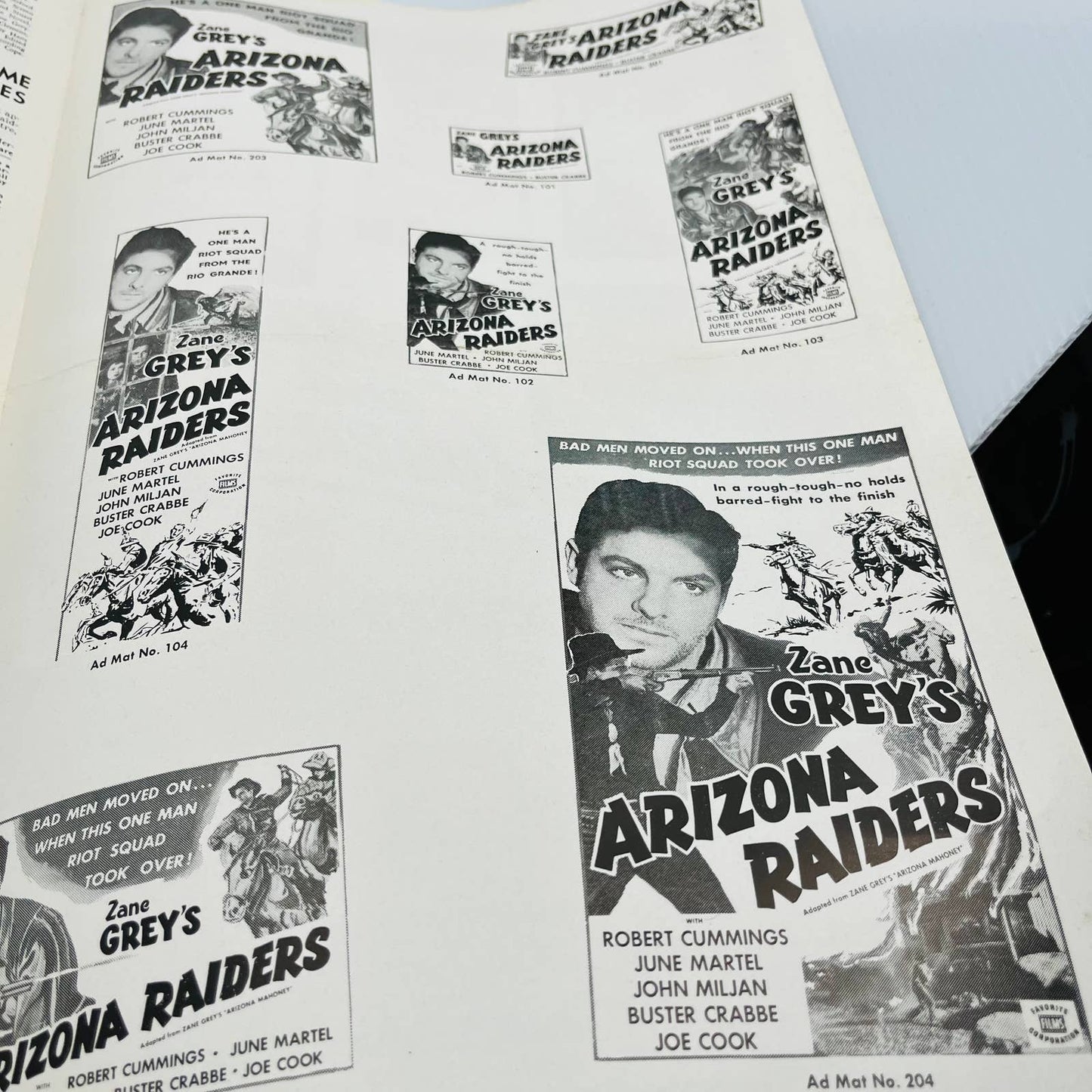 Zane Grey's Arizona Raiders Original Pressbook Poster Robert Cummings 11x17 FL1