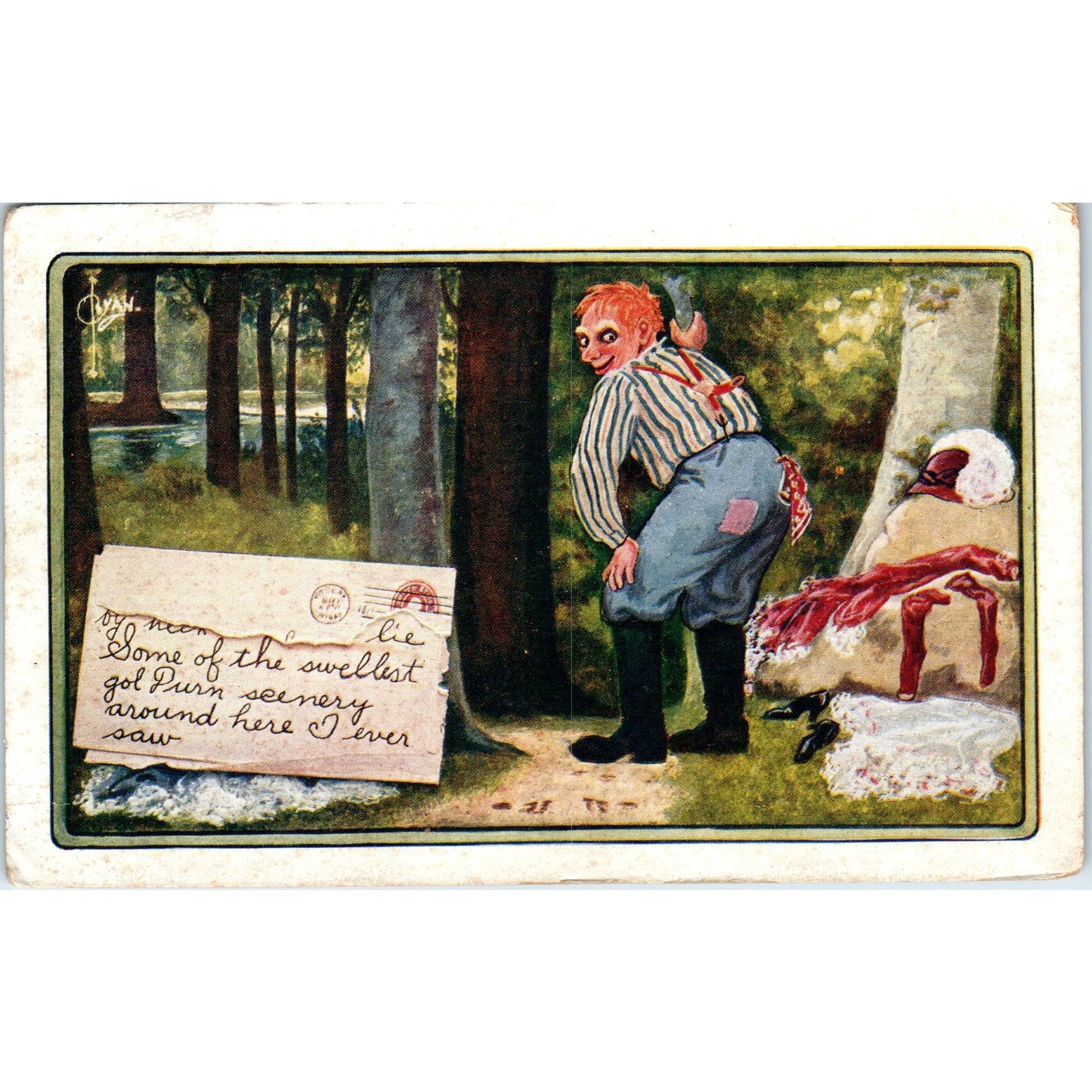 1911 Postcard Winsch Back Cartoon - Peeping Tom PE8