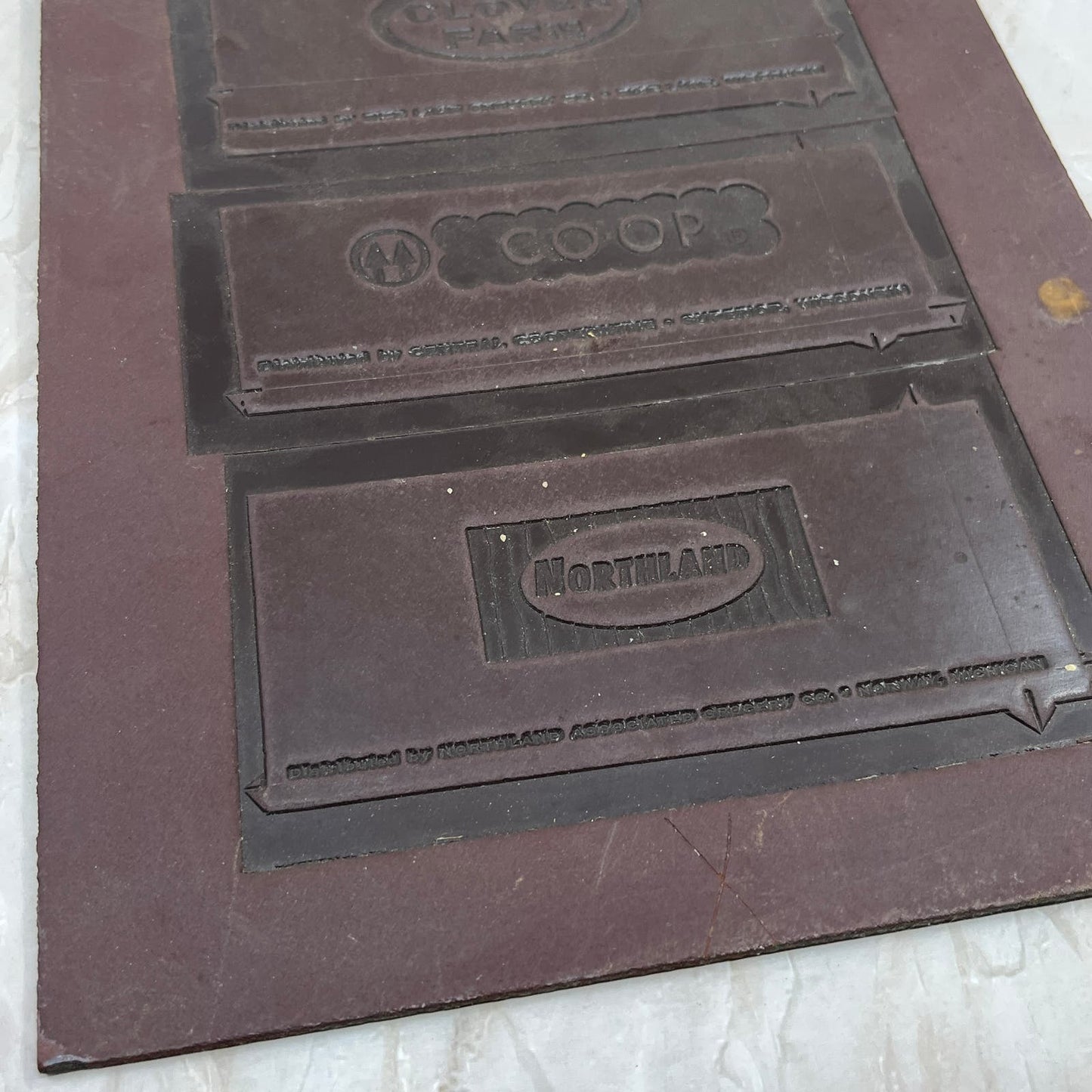 Vintage Newspaper Ad Printing Plate Flong Superior, Rice lake WI Norway MI TC9-4
