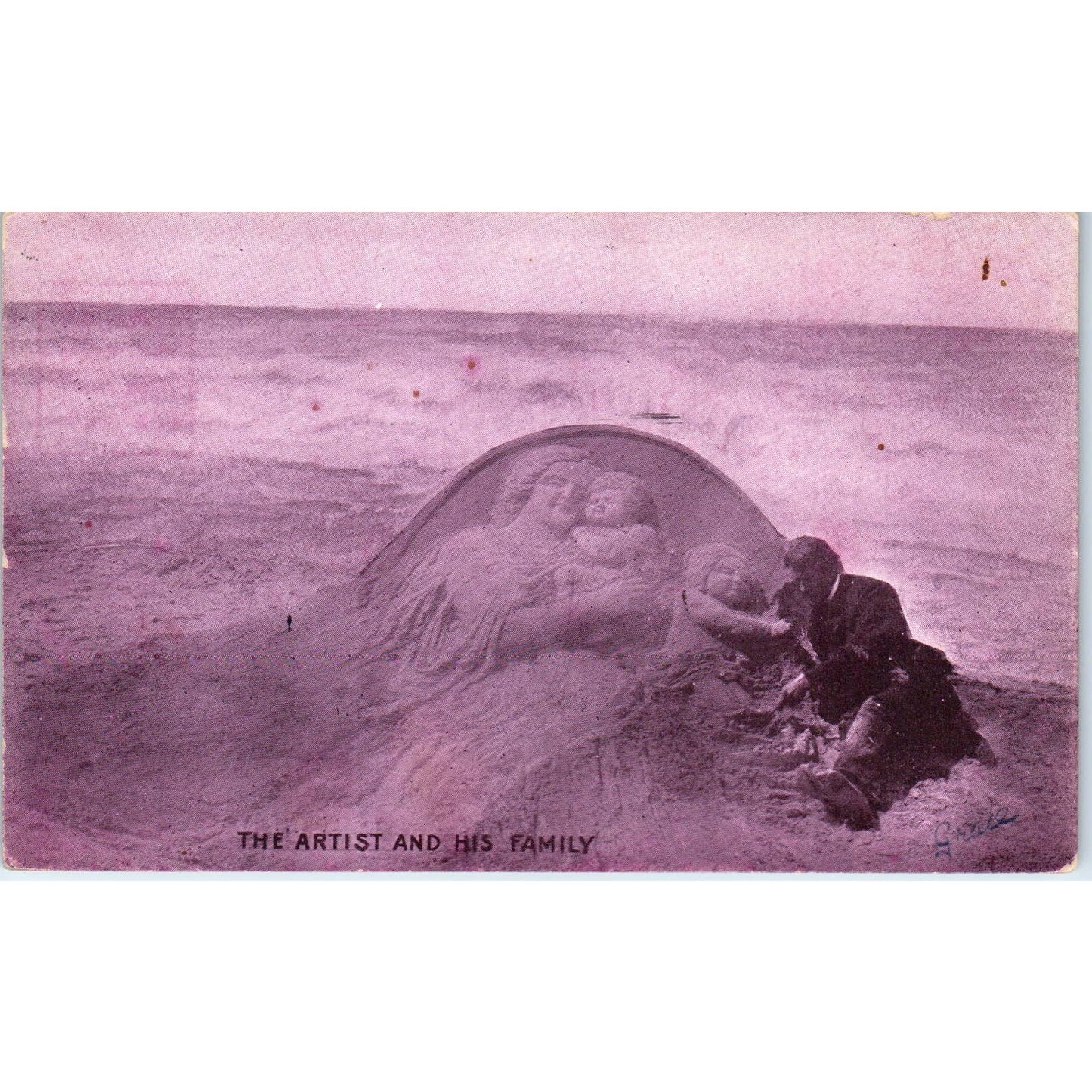 Sand Artist on the Beach 1908 Atlantic City NJ Original Postcard TK1-25