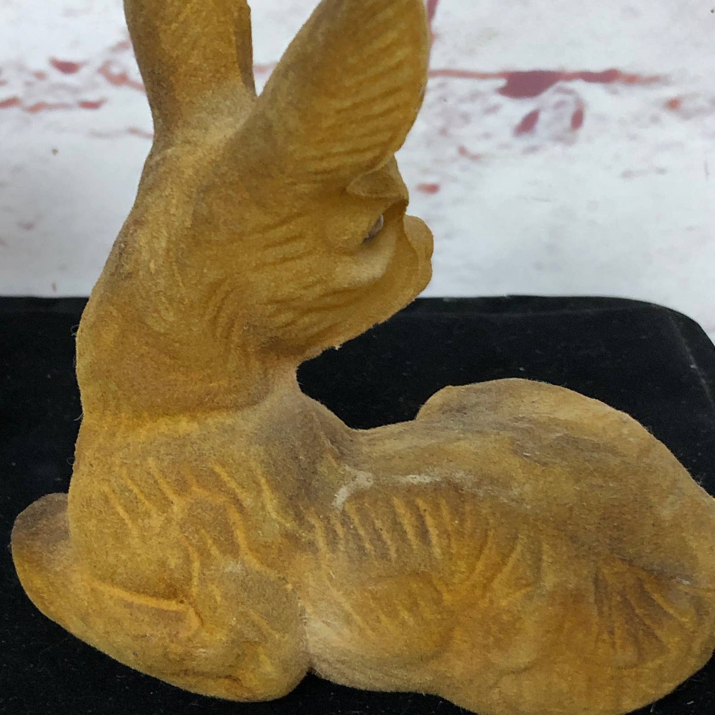 Vintage Felt Covered Celluloid Toy Flocked Deer 5 x 5 Set of 2 TG8