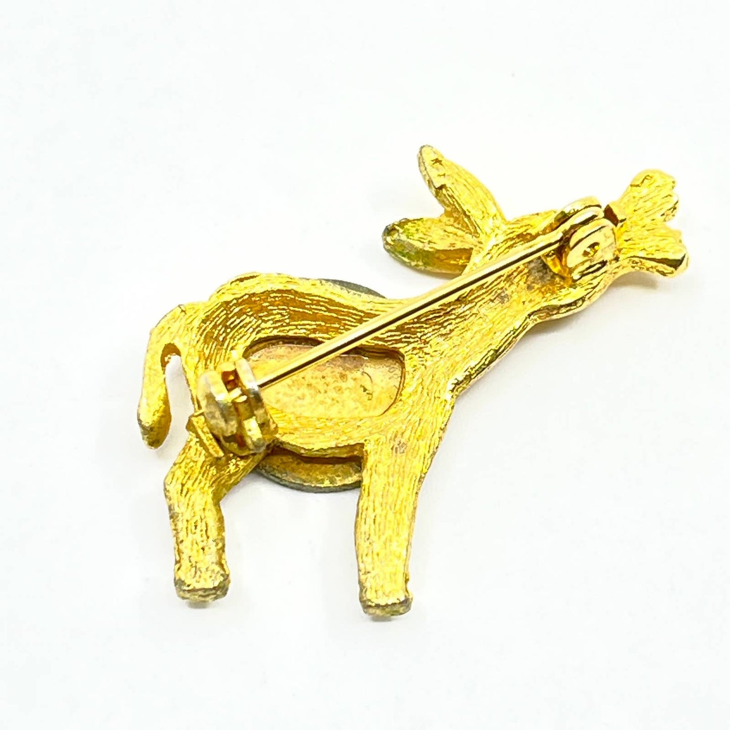 Vintage Missouri Donkey Rhinestone Eye Souvenir Brooch Pinback Button SD8