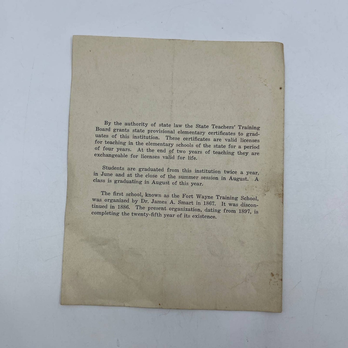 1922 Fort Wayne Normal School Commencement Program AC2