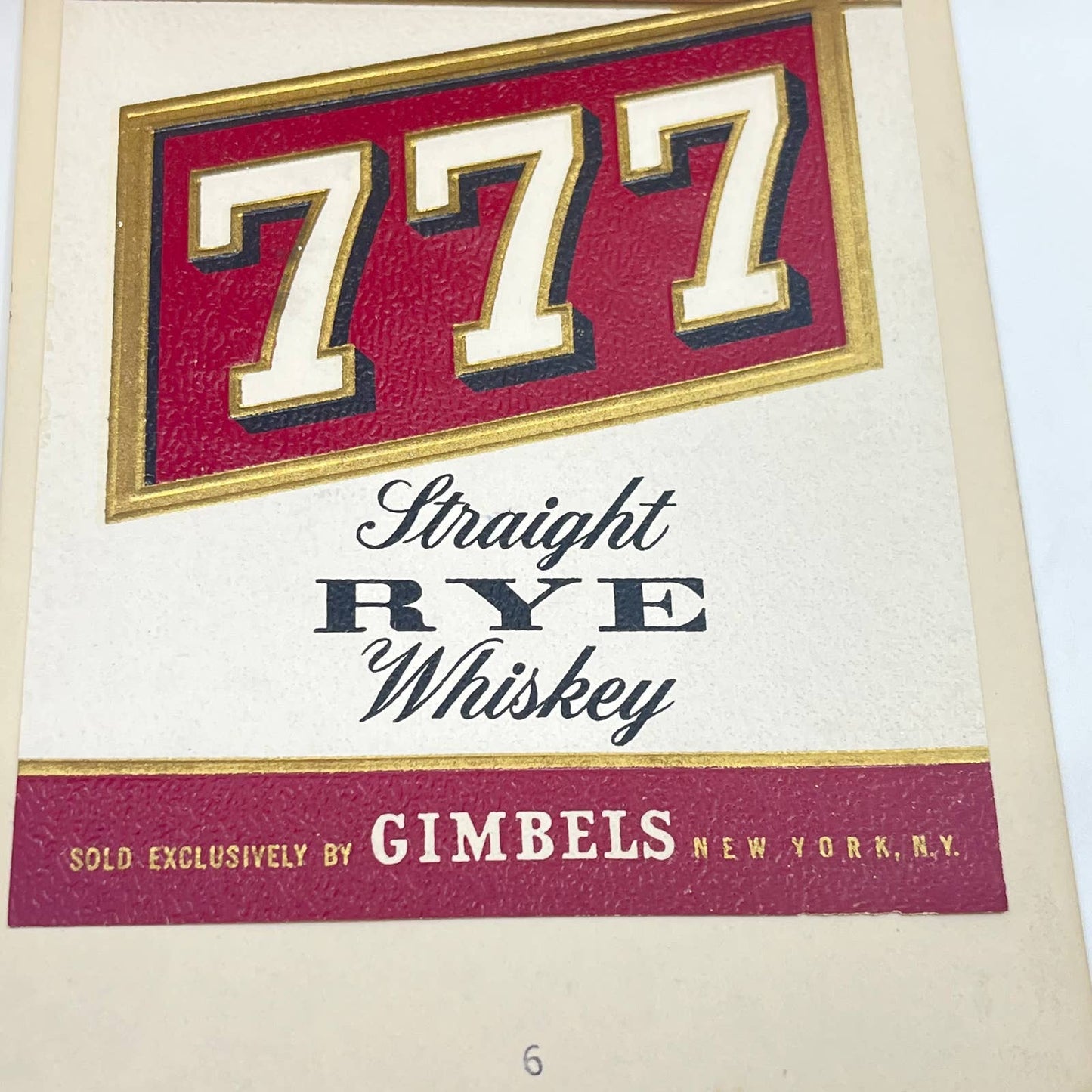 777 Whiskey Label Set of 2 Gimbels New York NY