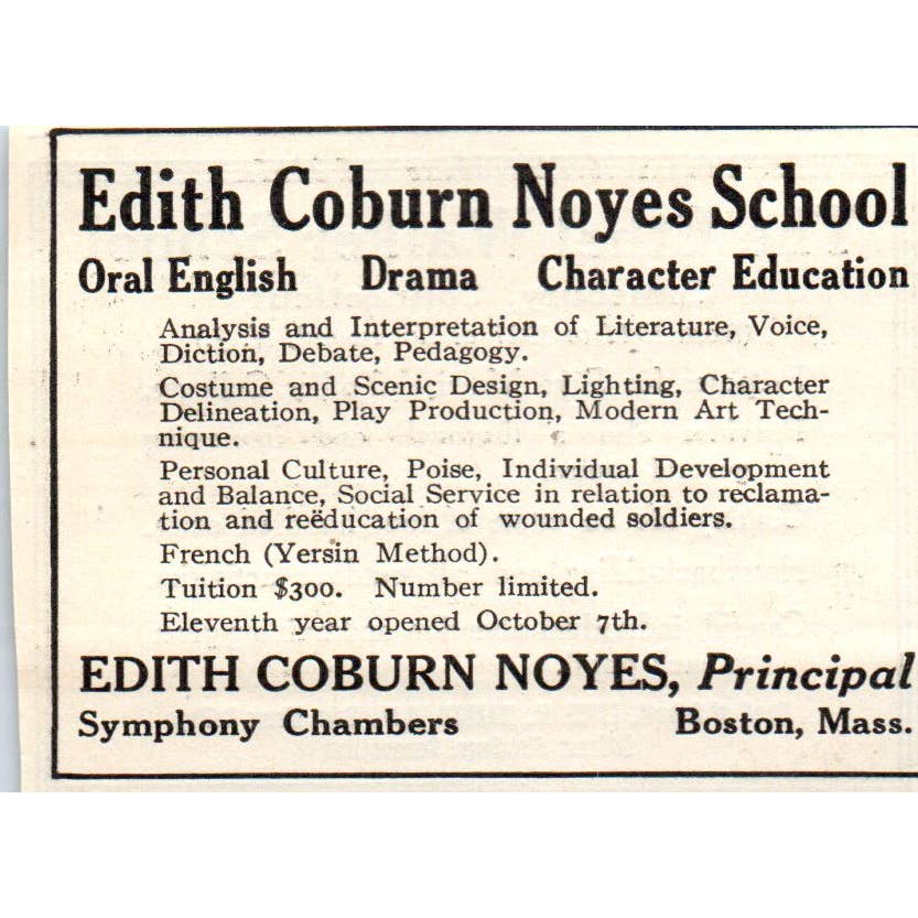 c1920 Harper's Magazine Ad Ethel Walker School Simsbury CT Ethel M. Walker EA3-2