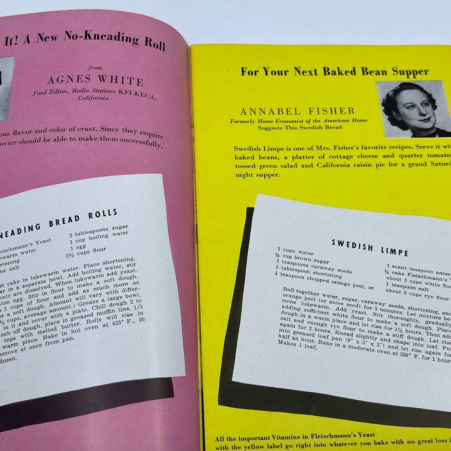 1943 Fleischman's Yeast The Bread Basket Recipe Cook Book TG6