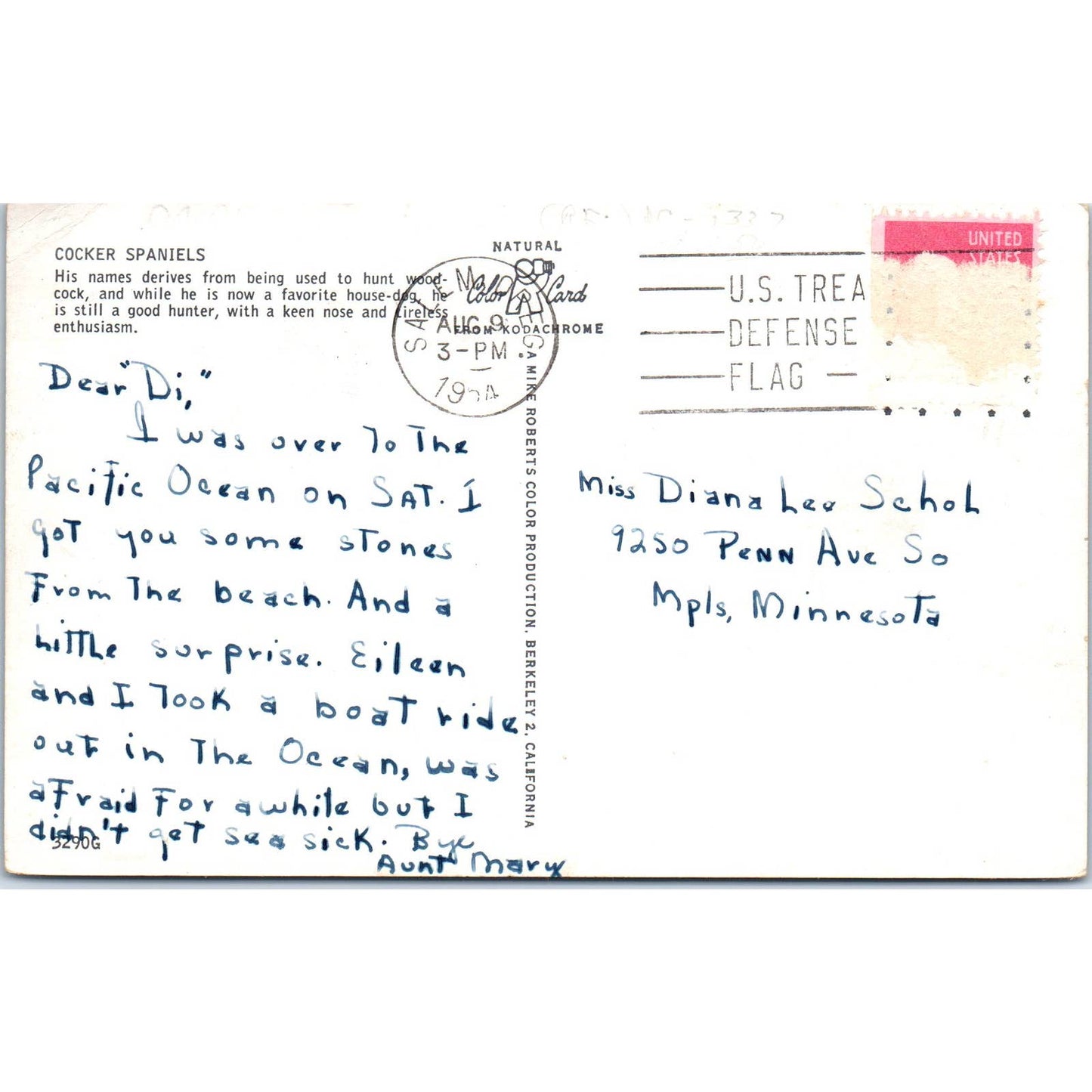 Vintage Postcard 4 Cocker Spaniel Dog Puppies EA3