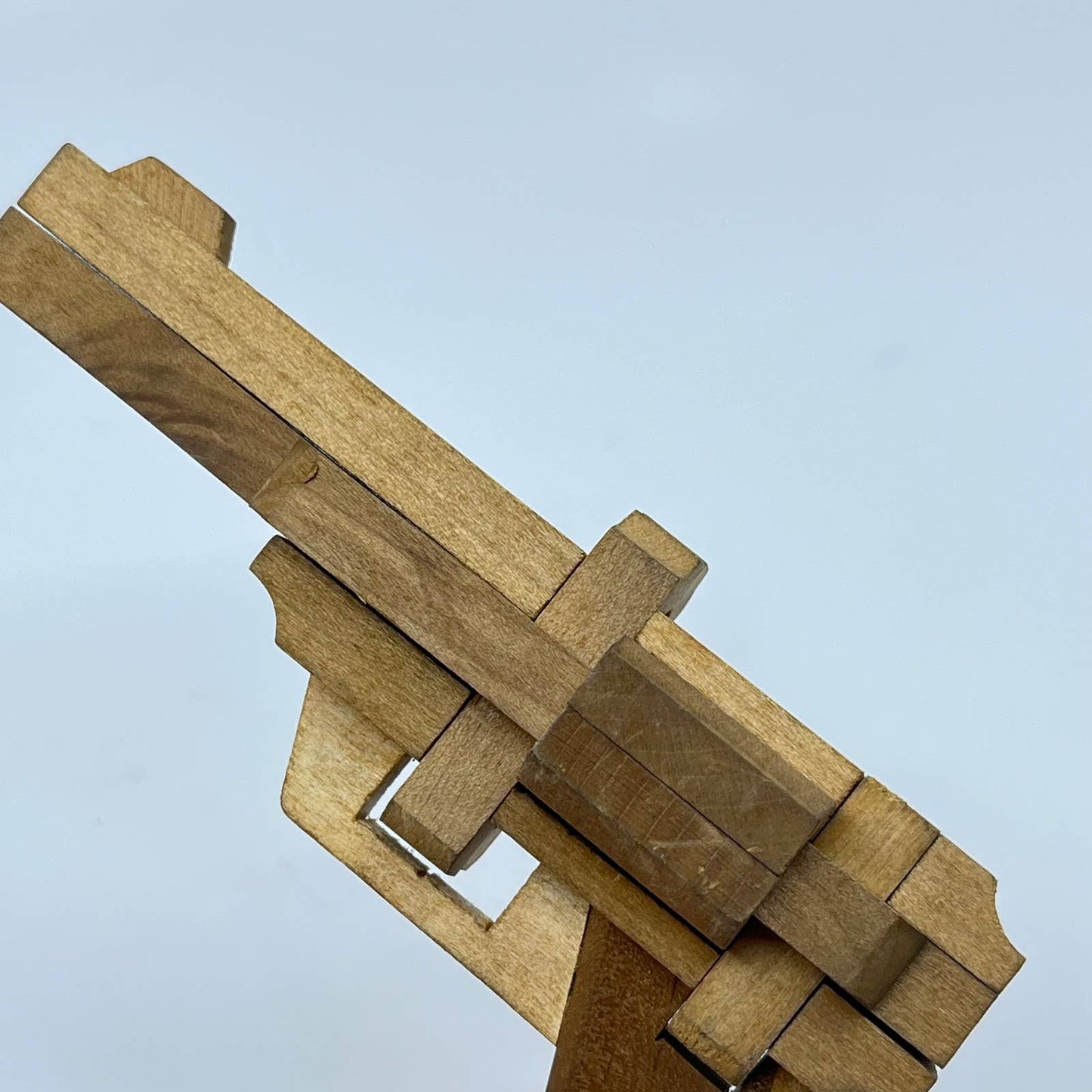 Unique Vintage Wooden Brain Teaser Puzzle - Pistol / Handgun Shaped TF5
