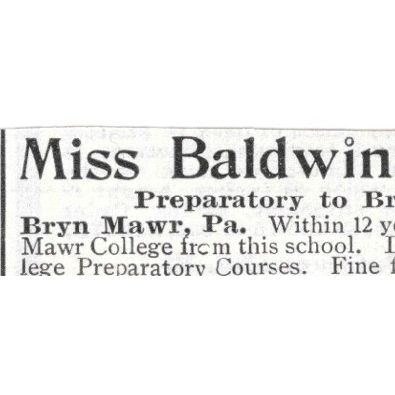 Miss Baldwin's Preparatory School Bryn Mawr College PA - 1903 Ad AK5-S29