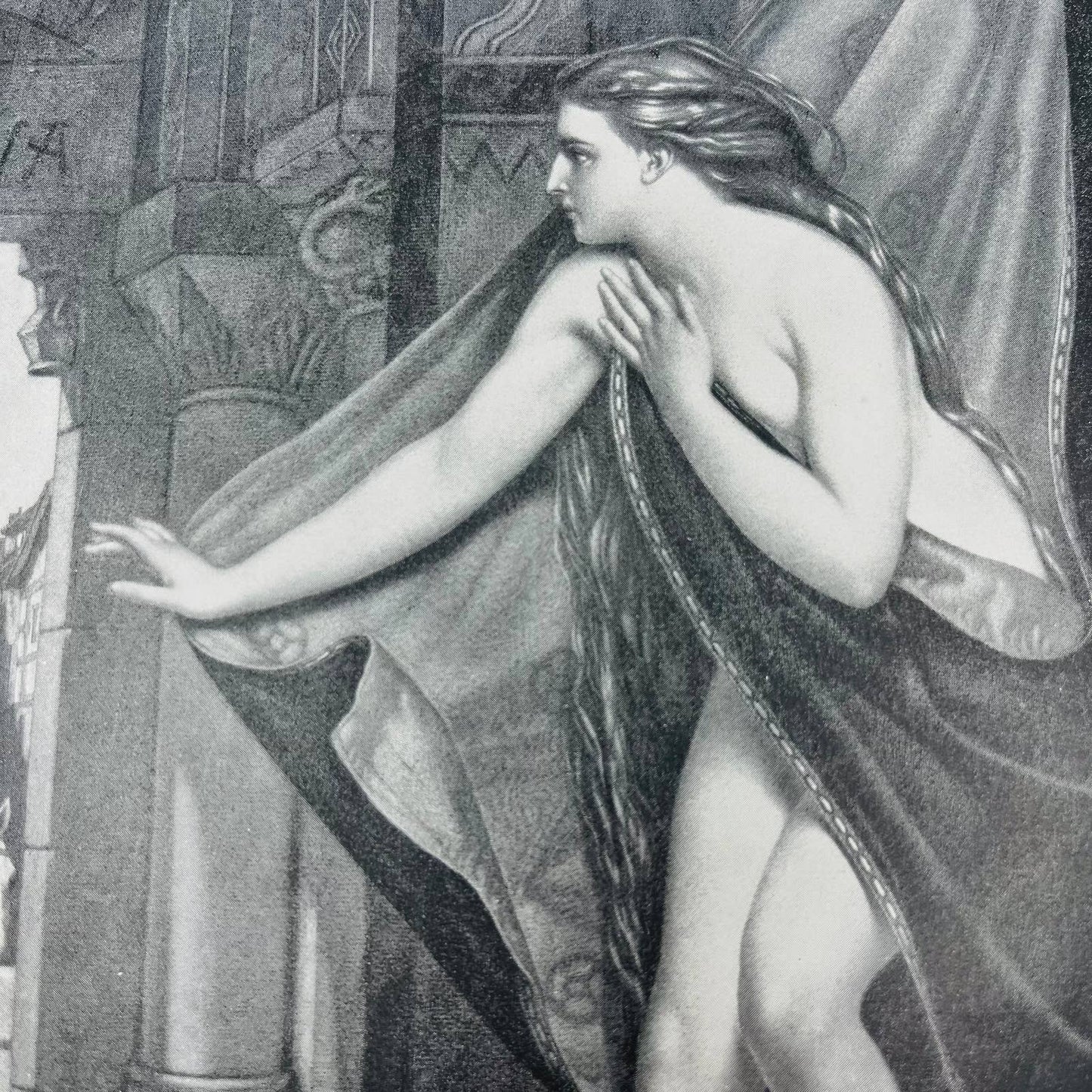 1880s Victorian Art Print Engraving Tennyson GODIVA J. Von Lerius