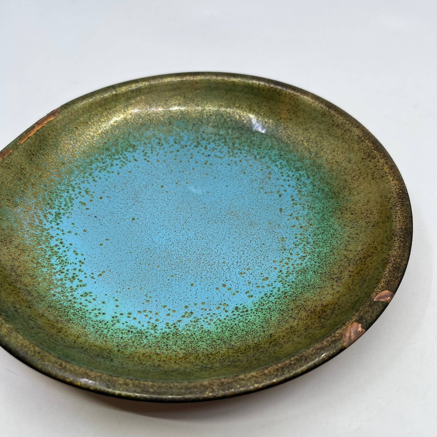 1950s Copper Enamel Art Plate Signed Kade Snow Wong San Francisco CA 7.5" TC3