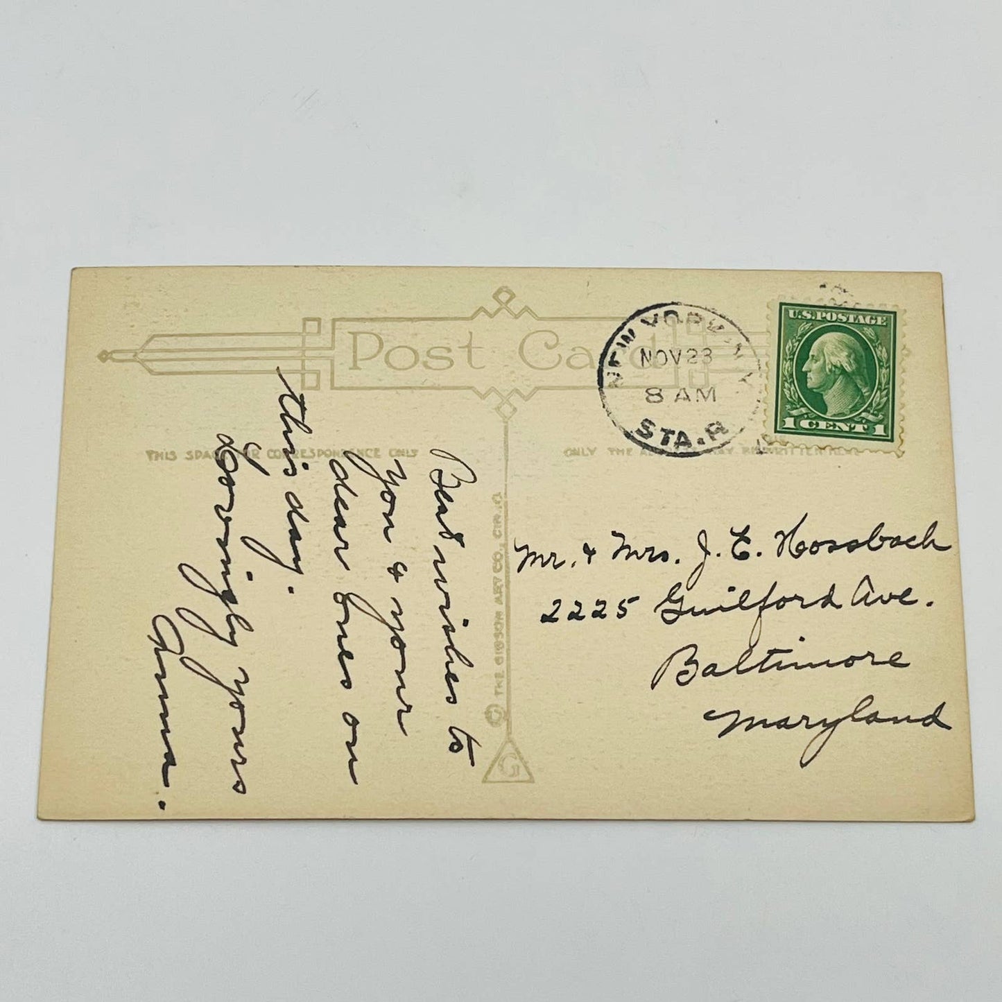 1910s Thanksgiving Post Card Turkey Dinner Lady Poem Gibson PA3