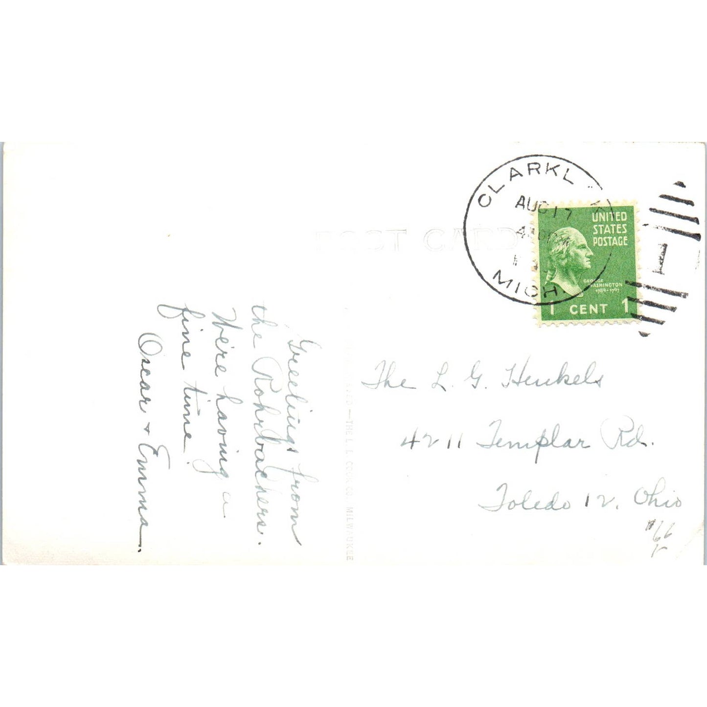 Pleasant View Hotel on Lake, Clark Lake MI RPPC Original Postcard TK1-20