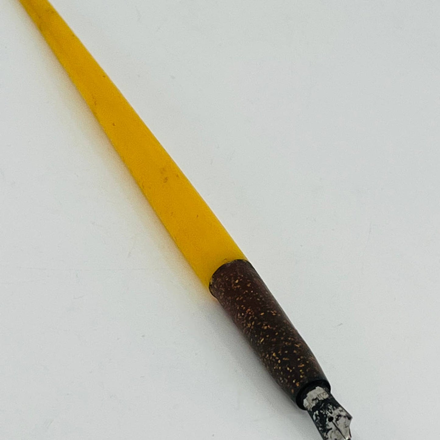 Vintage Dip Fountain Pen Yellow and Brown Glitter Bakelite Gold Plated Nib SE1
