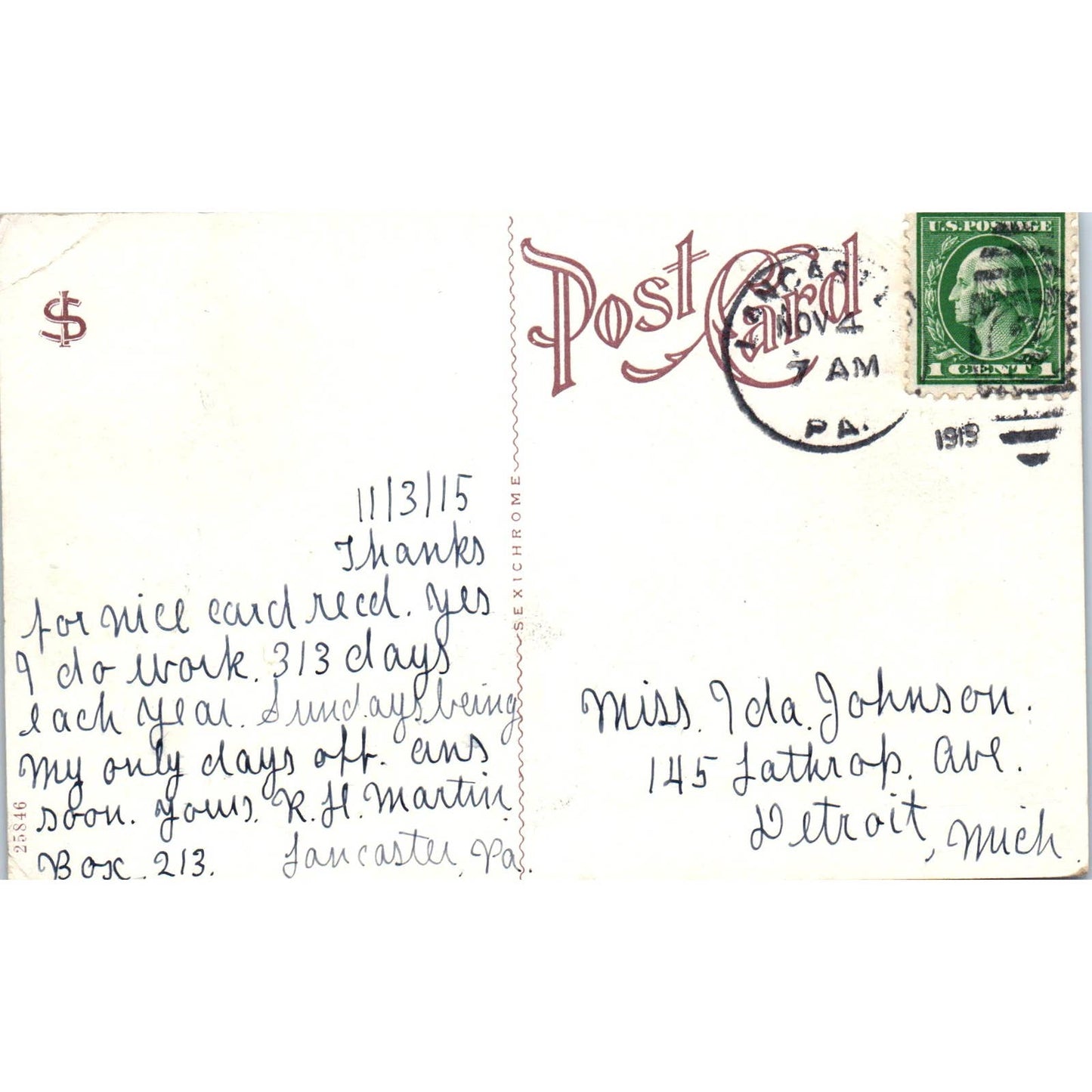 1915 Postcard Thaddeus Stevens Industrial School Lancaster PA TD8-P2