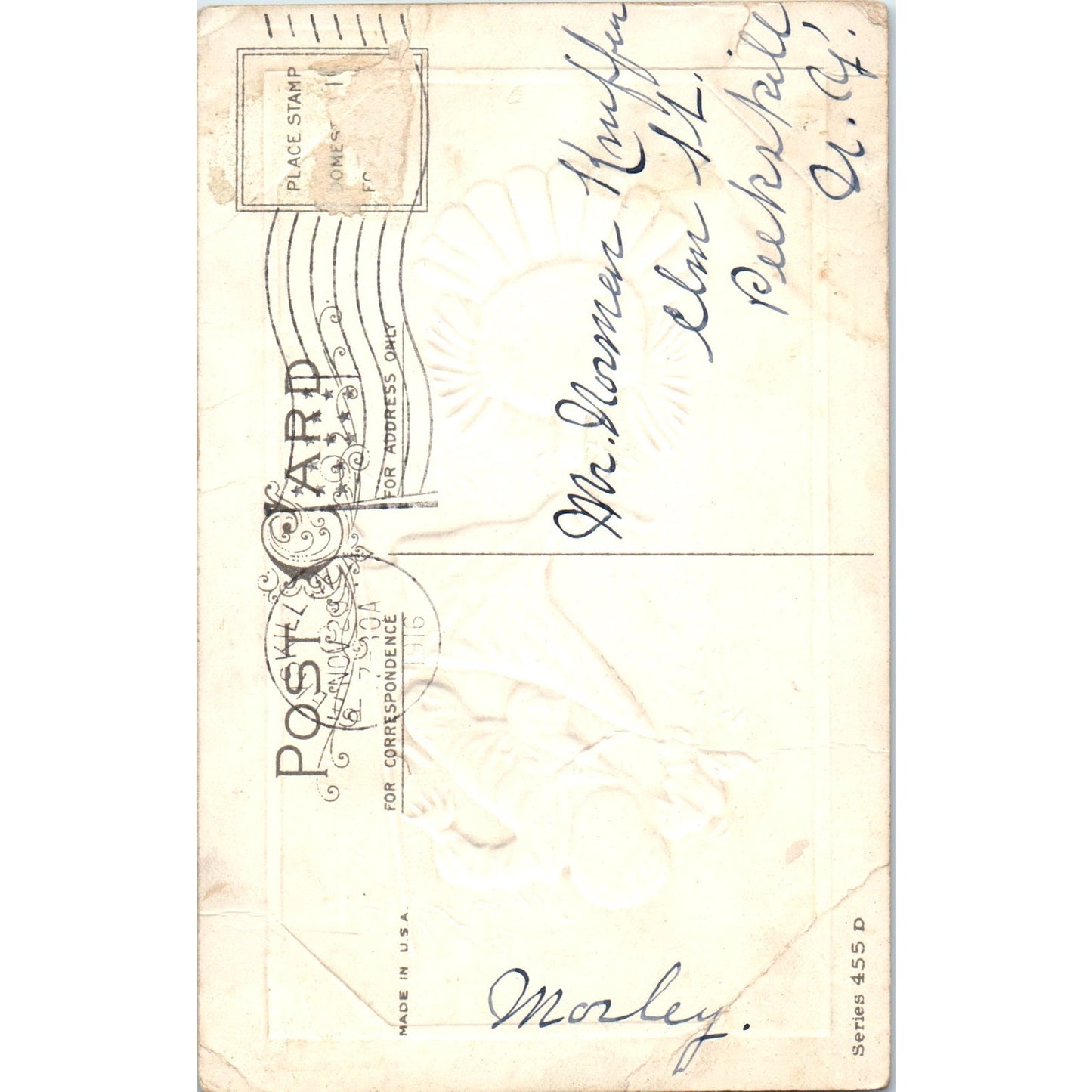 Thanksgiving Embossed Little Boy & Turkey 1916 Original Postcard P1-14